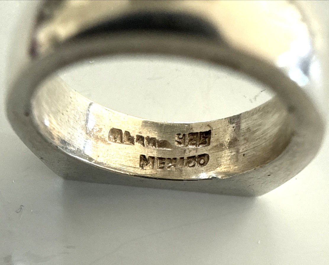VTG Sterling Silver .925 Made in Mexico Square Top ring, 11.5 grams, size 7.5
