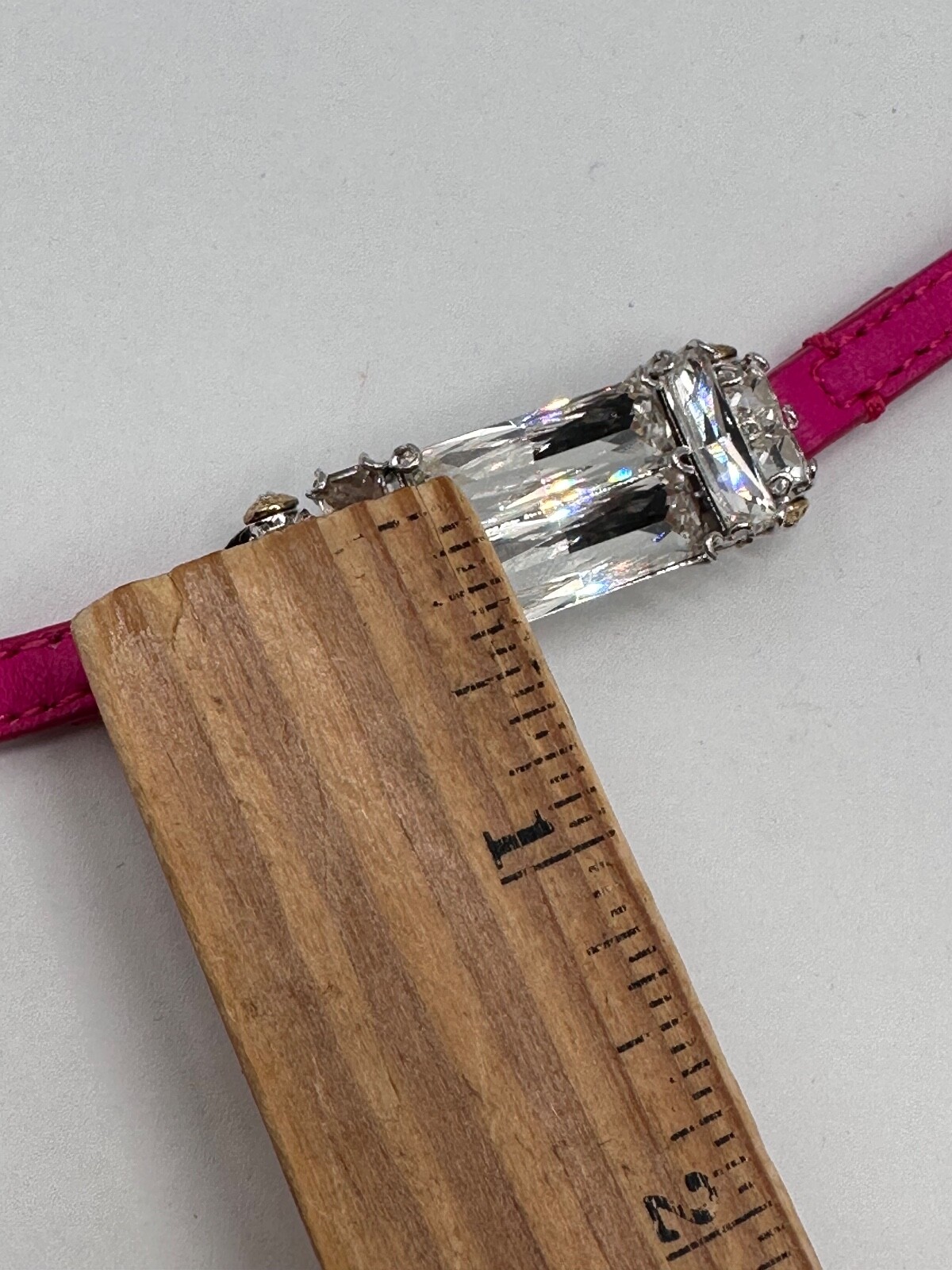 GOLD SILVER PLATED CRYSTAL FUCHSIA PINK SKIN HENRI BENDEL SIGNED BUCKLE BRACELET
