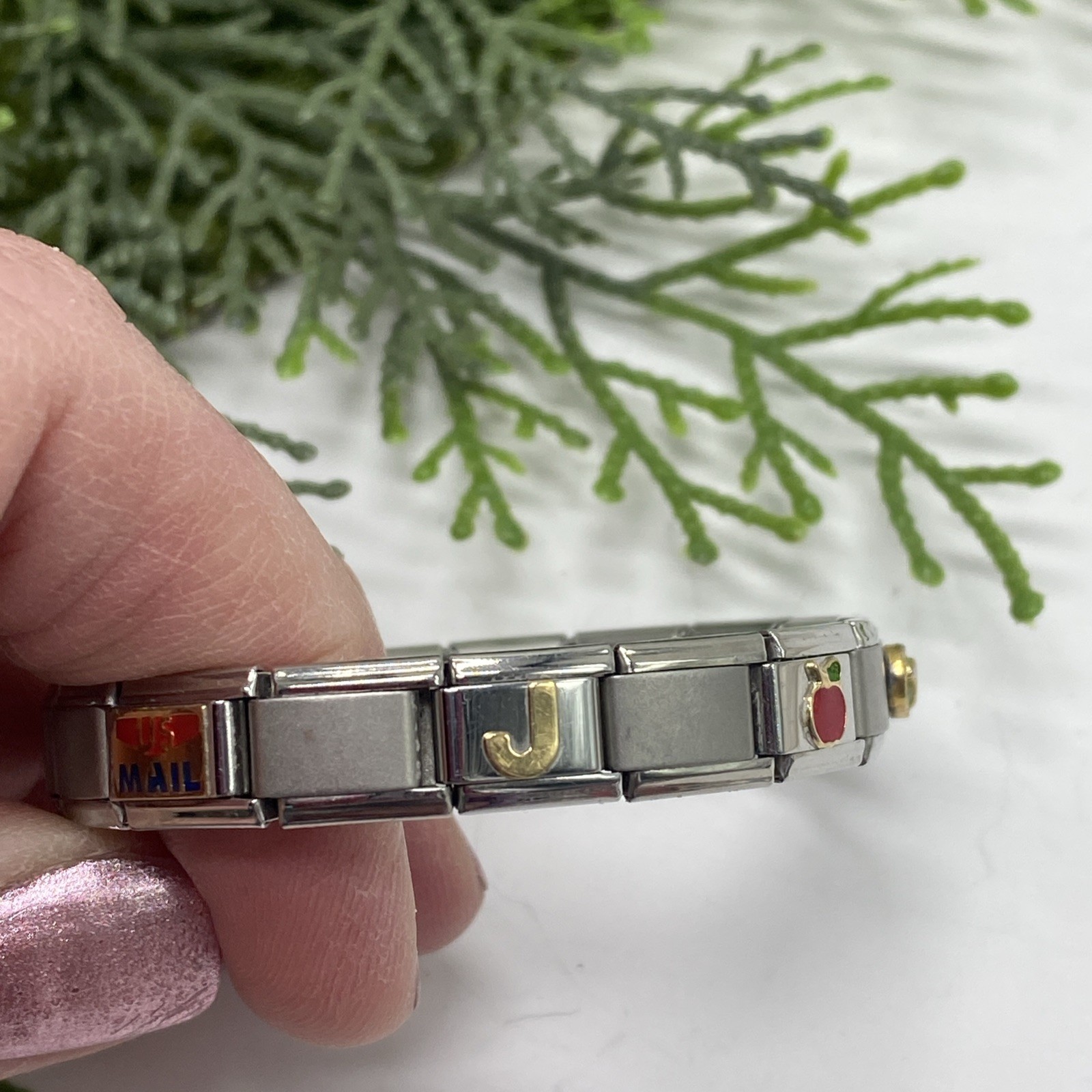 Vintage Italy Persona Links Stainless Steel 18K Uberry Links Expansion Bracelet