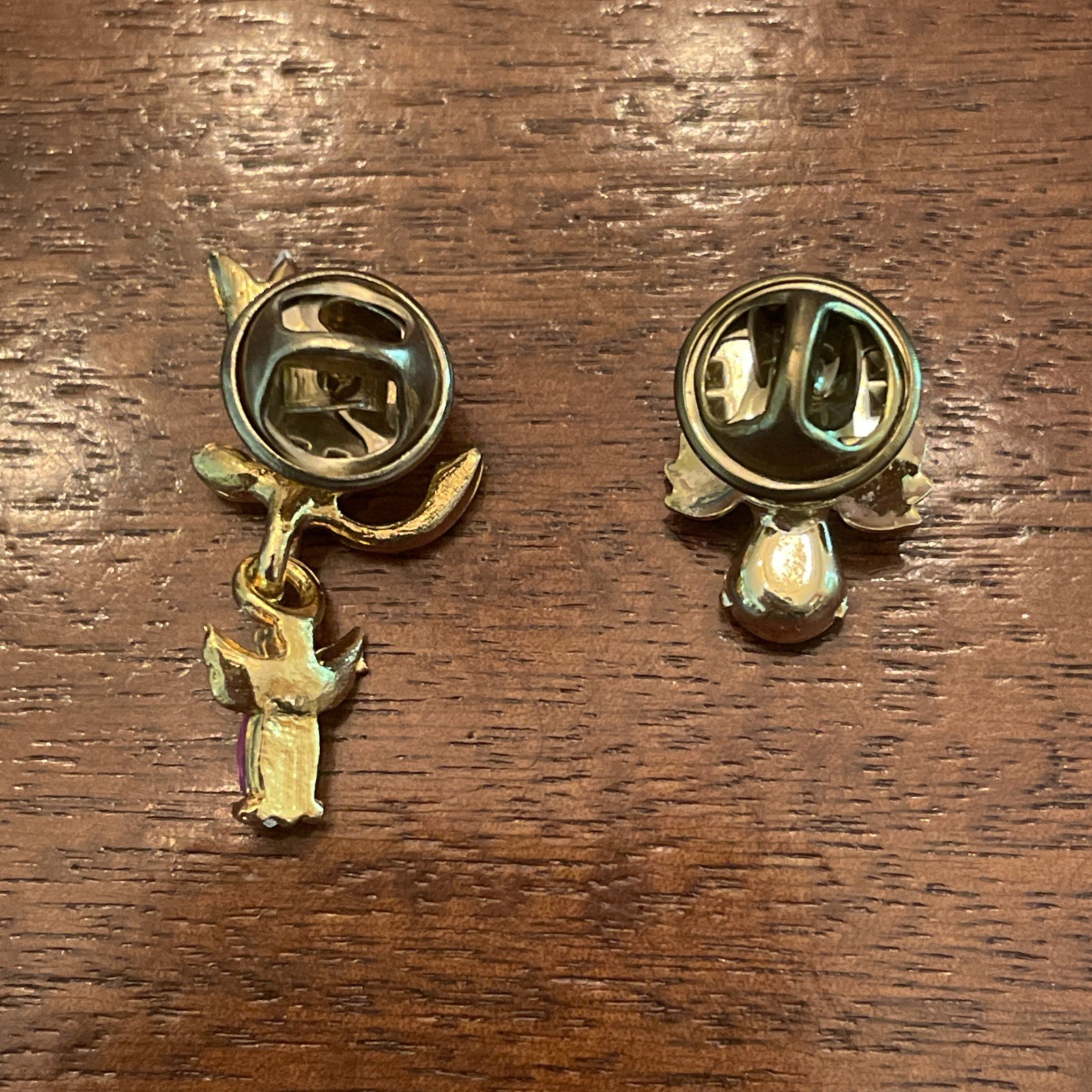 Vintage Guardian Angel Brooch Pin Lot Of 2 Gold Purple Pink