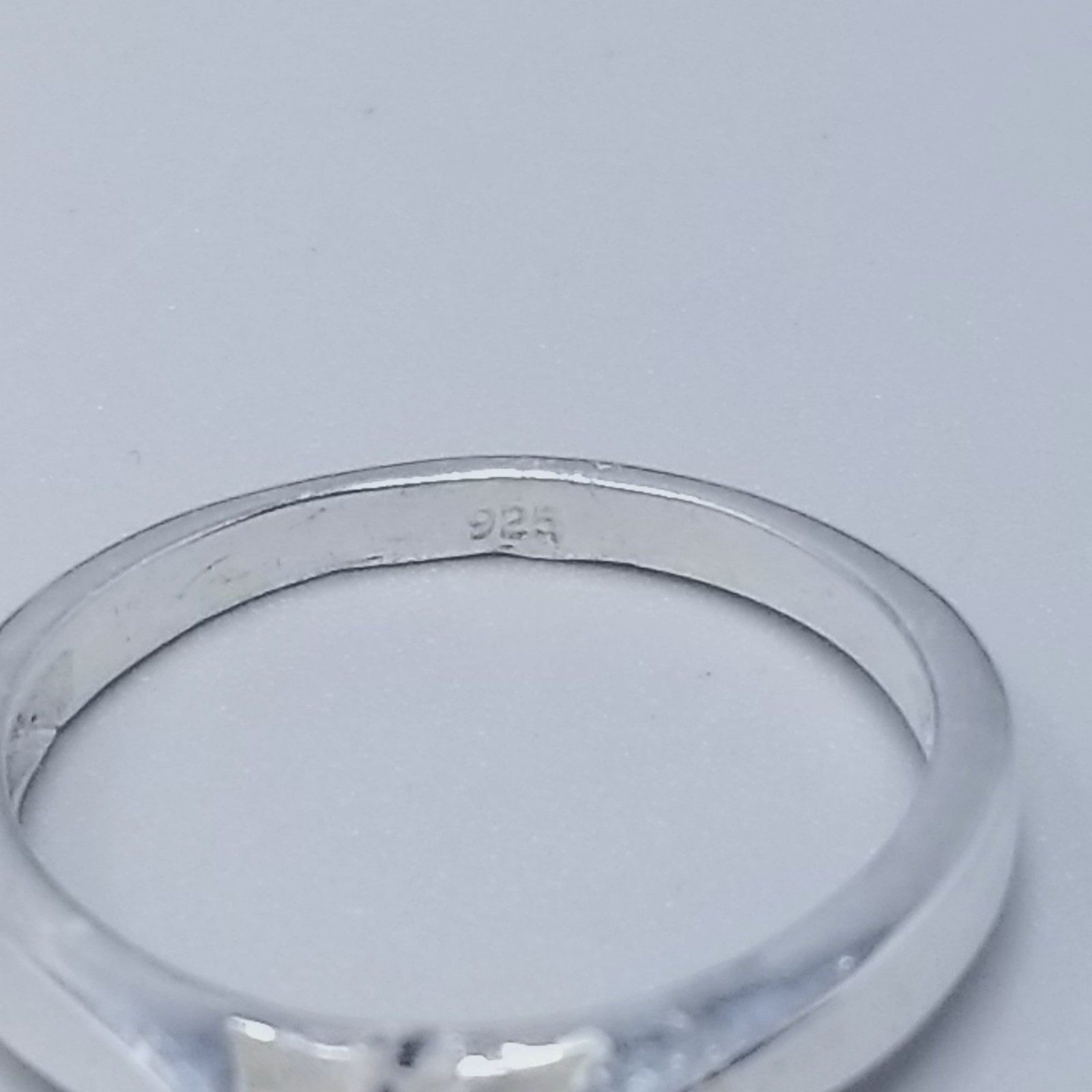 Vintage Sterling Silver Yellow Stone Ring Size 8 Band Round Small Stacking