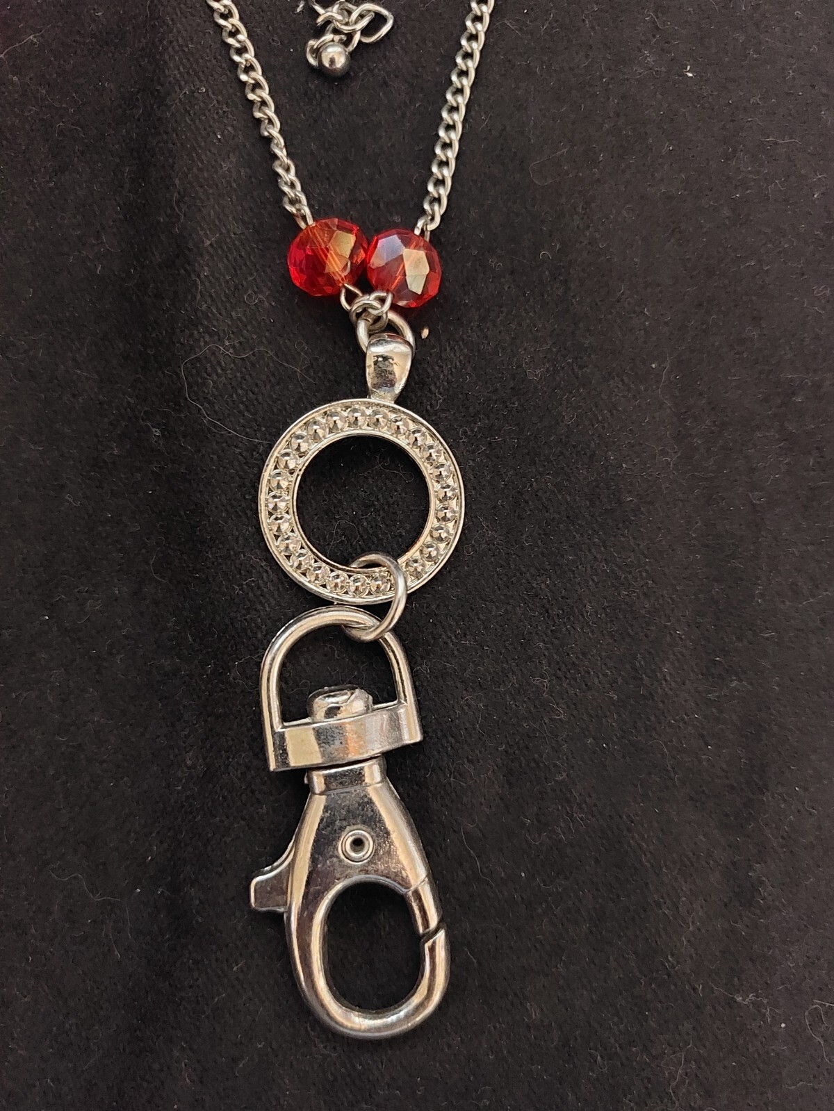 Red Sparkle Bead Chain Lanyard with Swivel Lobster Claw Clasp 28″