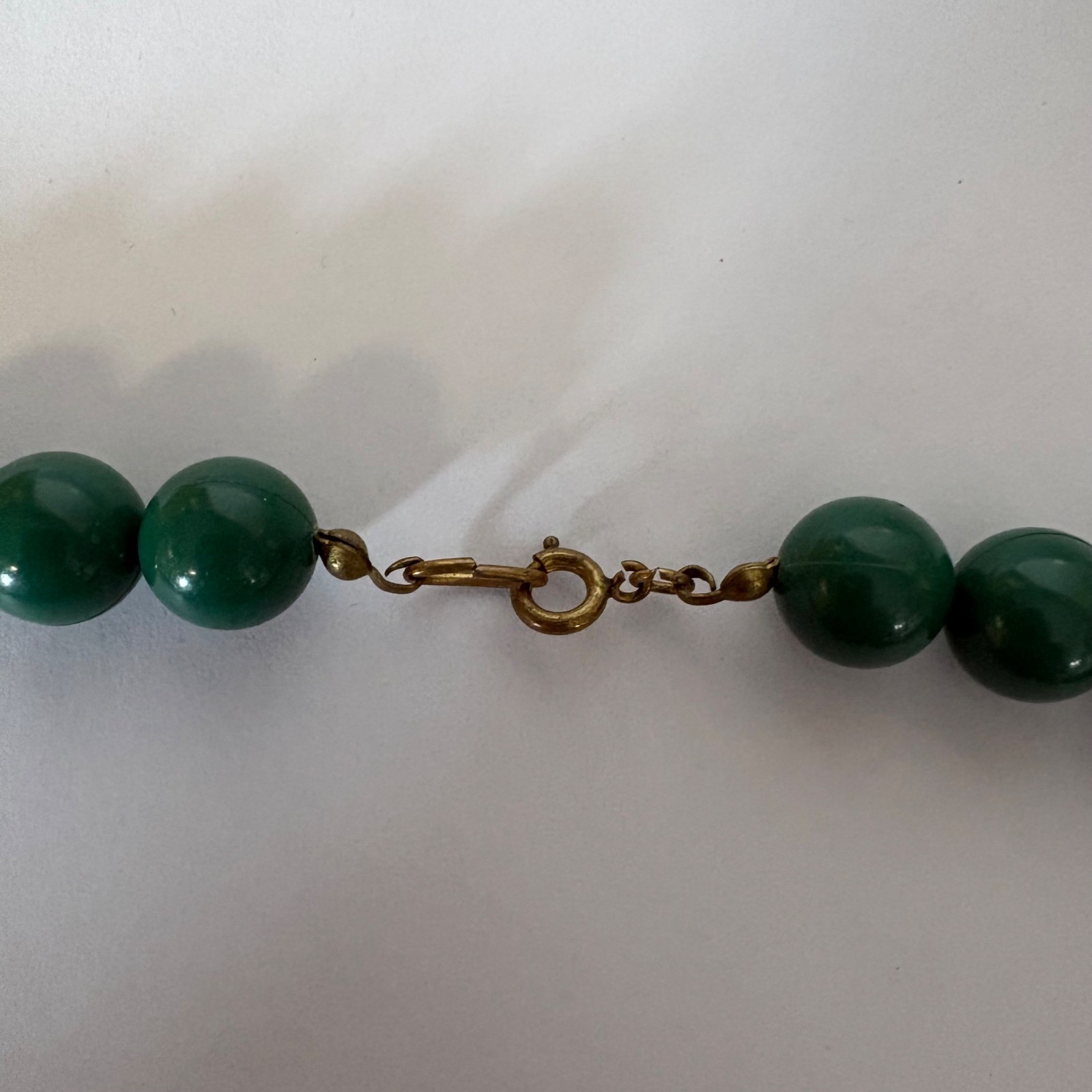 Vintage Green Gold Tone Beaded Statement Necklace Chunky Asian Inspired Retro