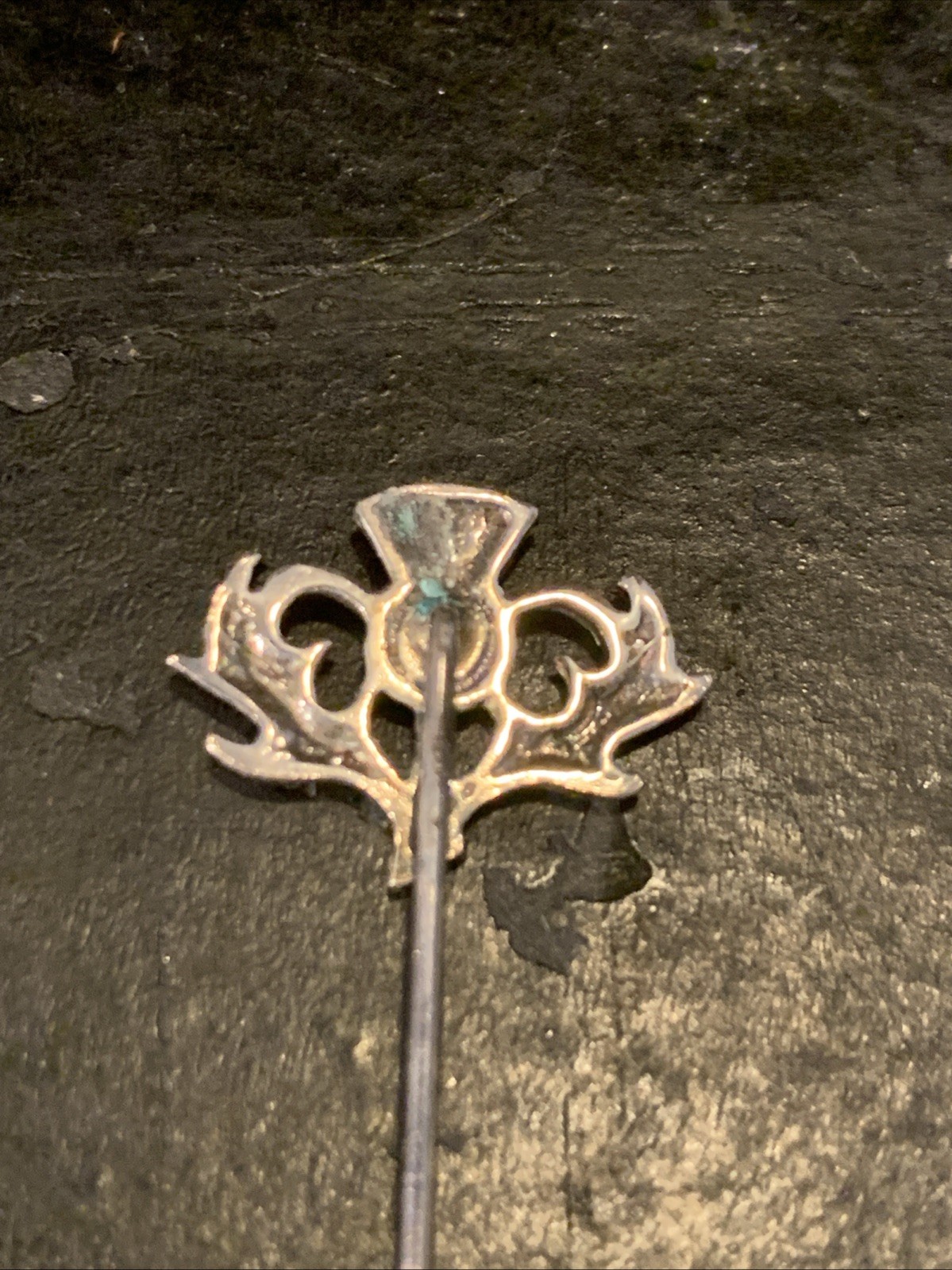 Vintage Scottish Thistle Silver Tone Stick Pin. Approximately 2 Inches Long.