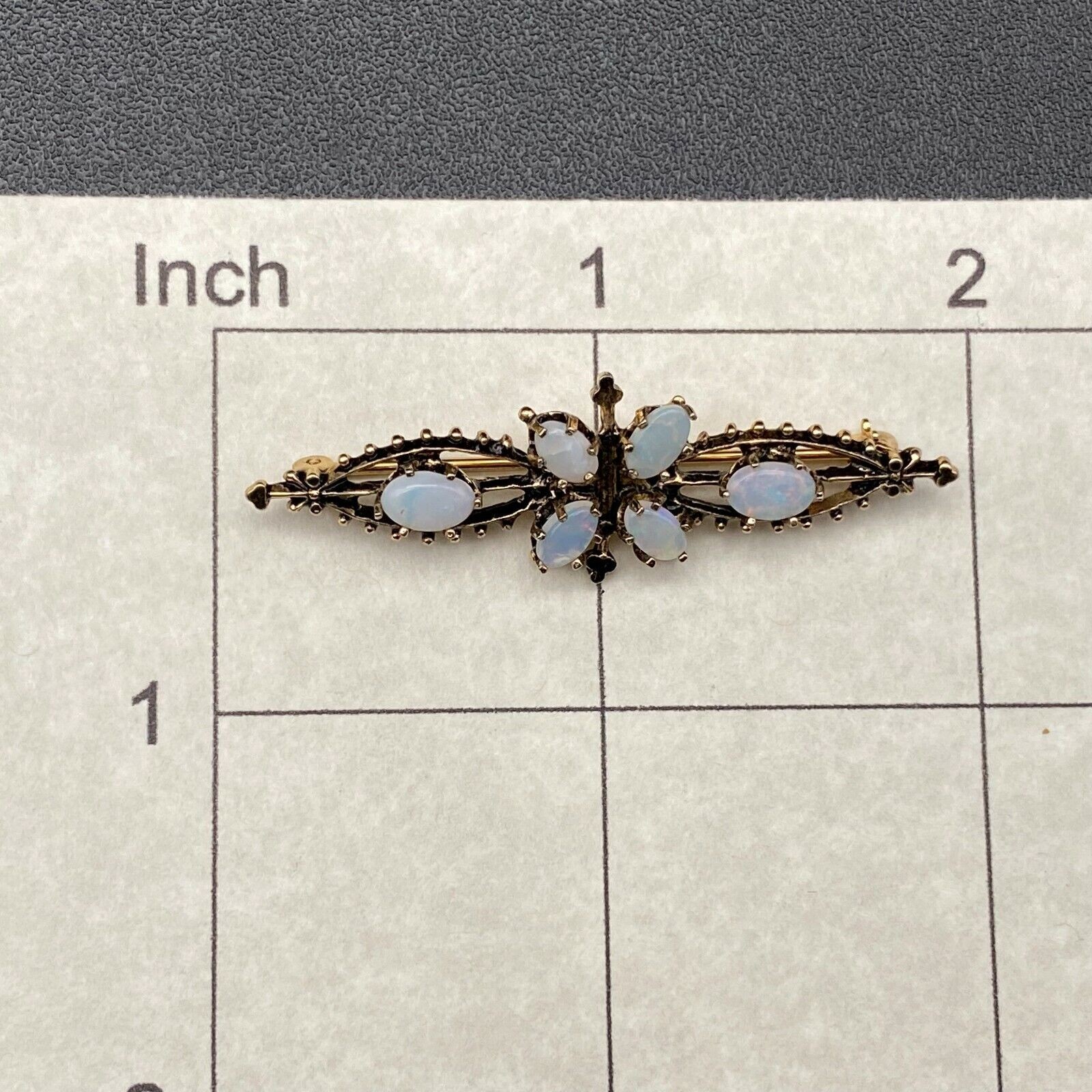Vintage Opal Gold Wash Sterling Silver Brooch Pin