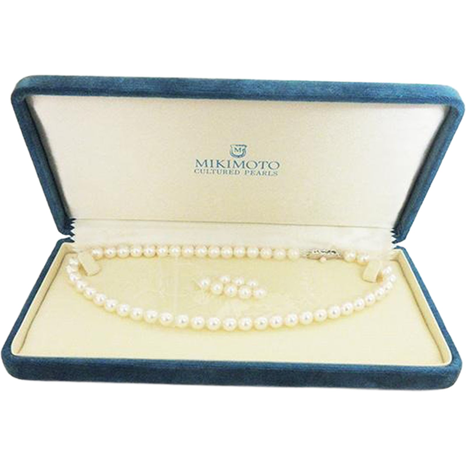 Mikimoto Akoya Pearl 7 7.2mm Choker Necklace Vtg Silver Clasp Box 8 Pearls Japan