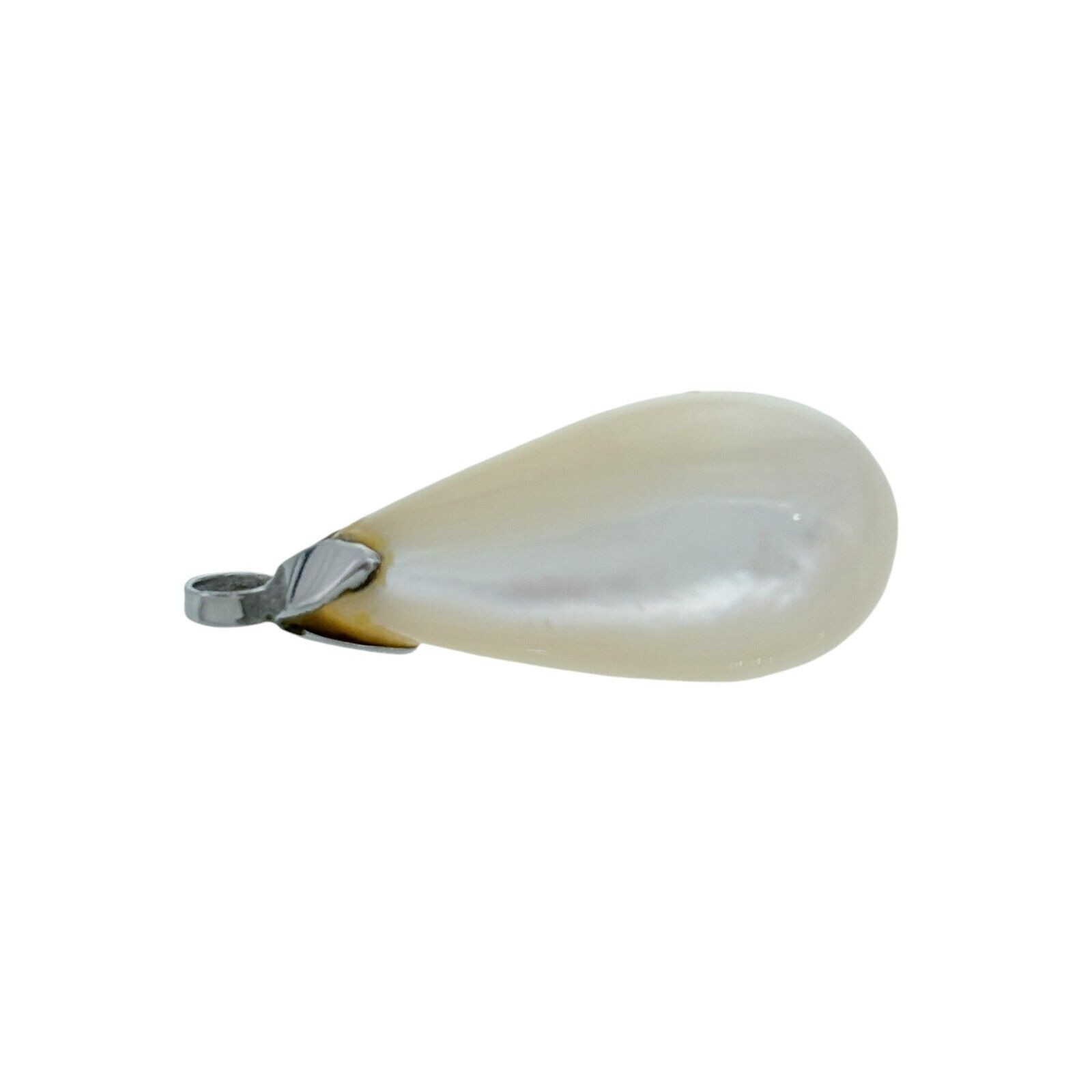 Vintage Silver-Tone White Agate Teardrop Pendant
