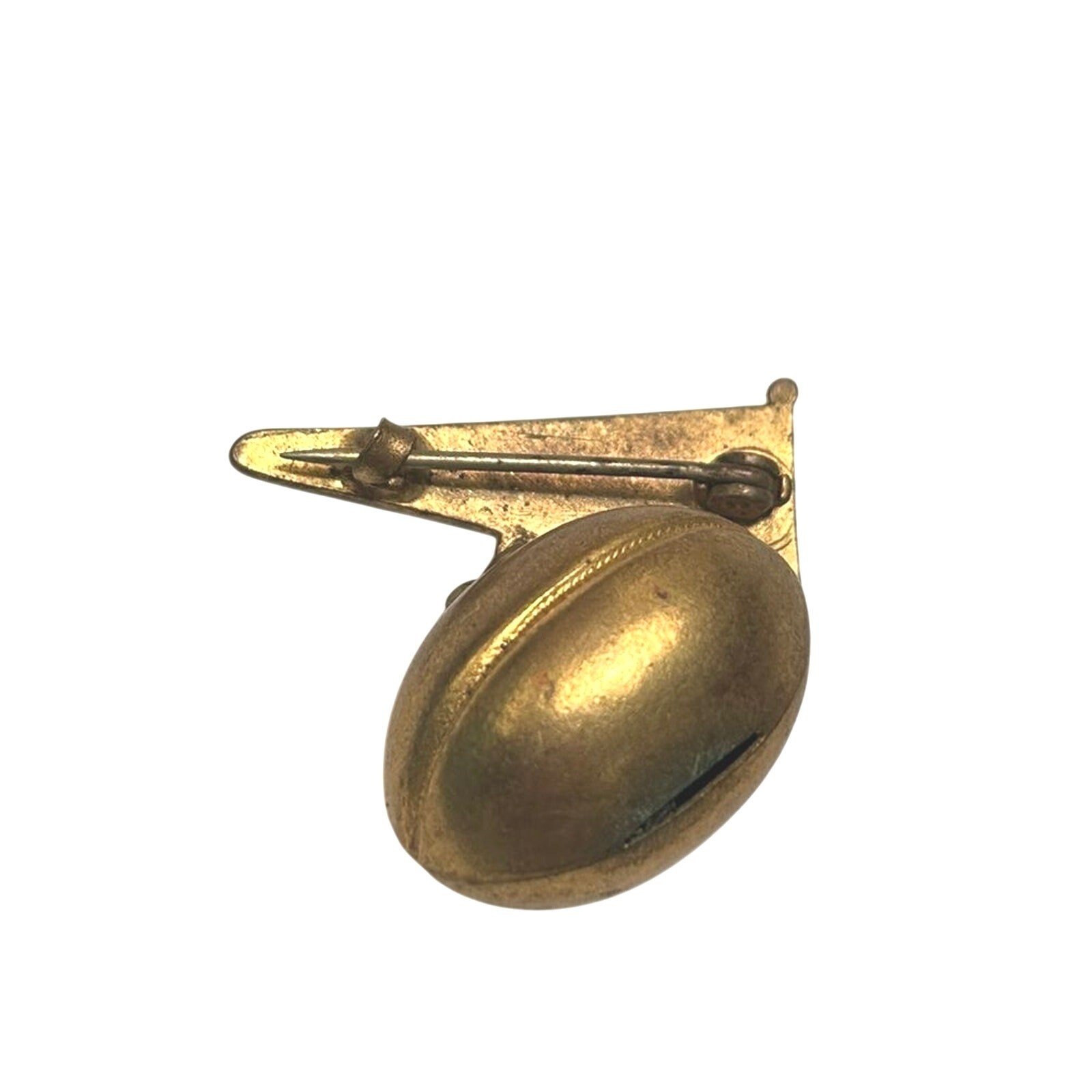 Vintage RAH RAH RAH Football Dangling Pennant Brooch Pin Gold Tone Enamel