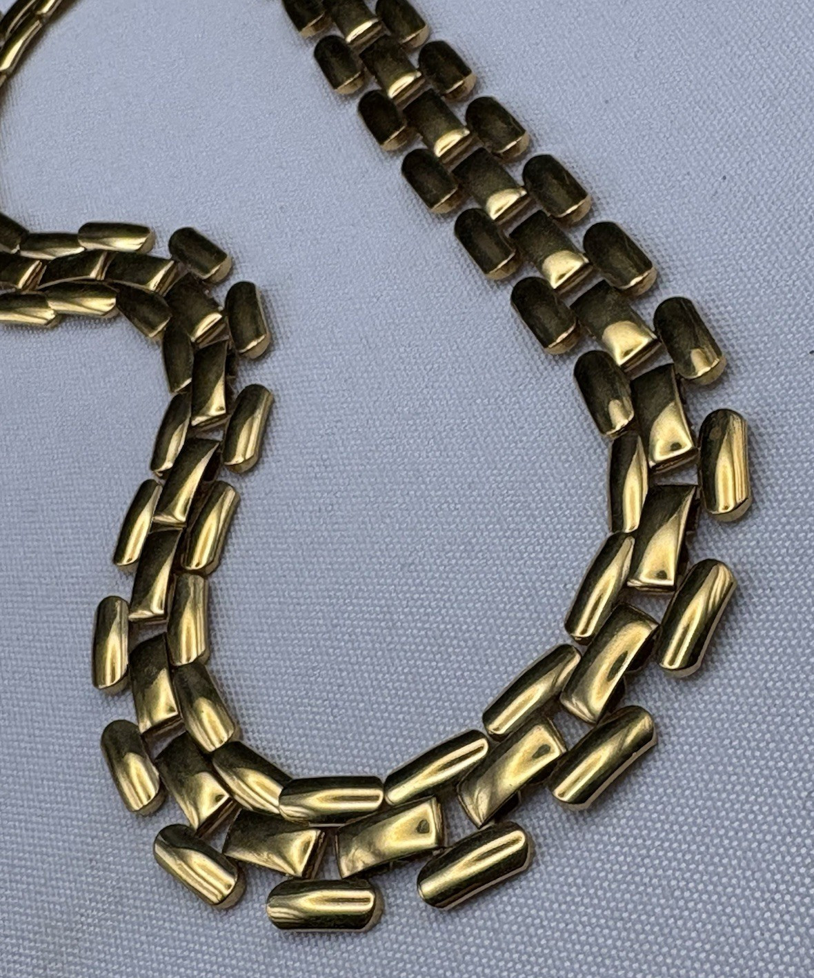 Signed Napier Gold Tone Square Link Chain Necklace Articulated Vintage