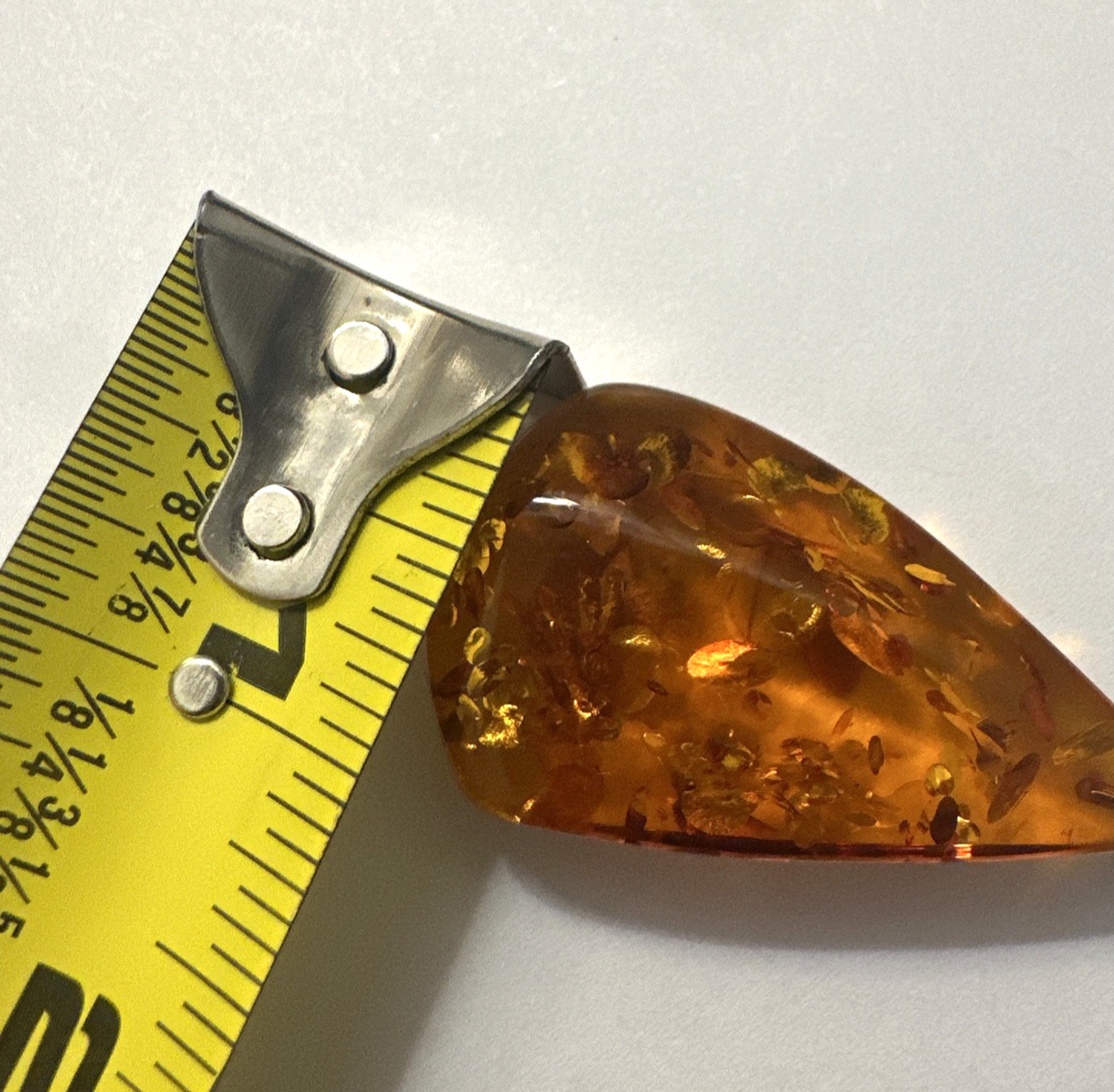 Vintage Baltic Amber Pendant Teardrop 2 x 1″ Sterling Silver Bail Marked FF 925
