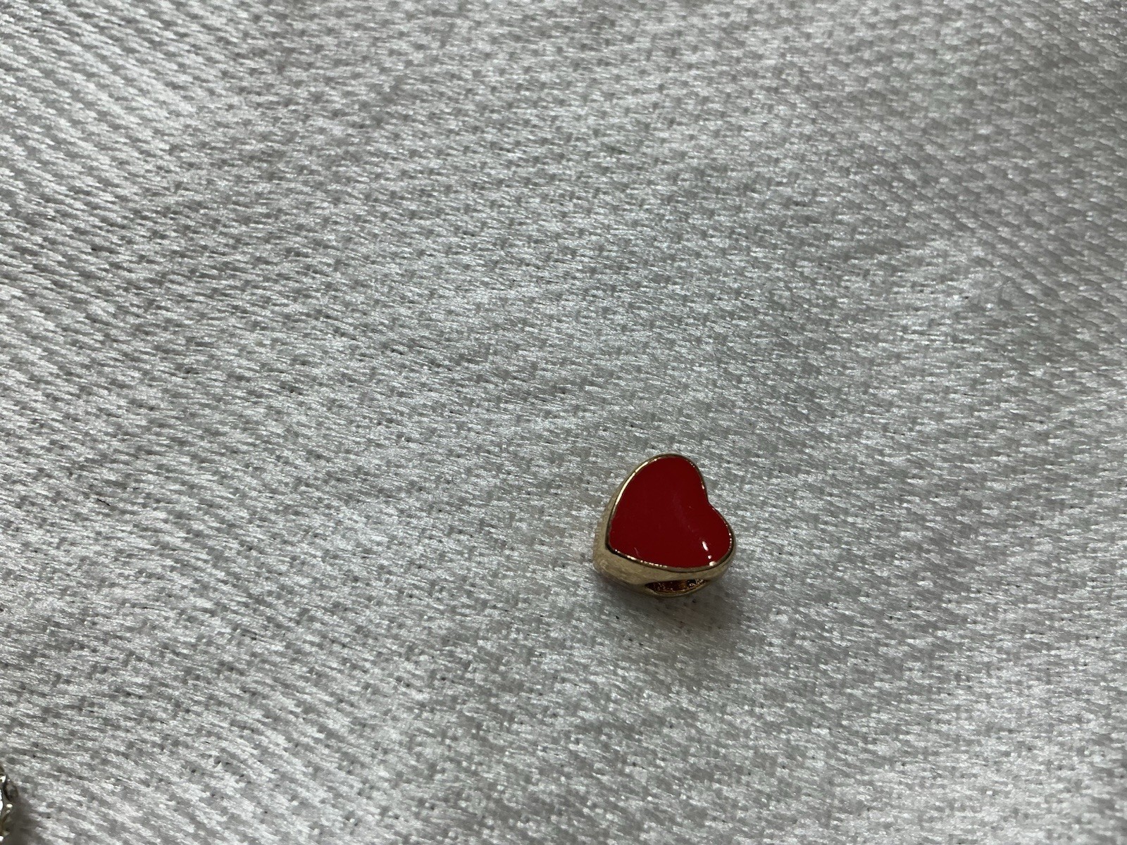 Gold Tone Red Heart Pendant Necklace Charm Only