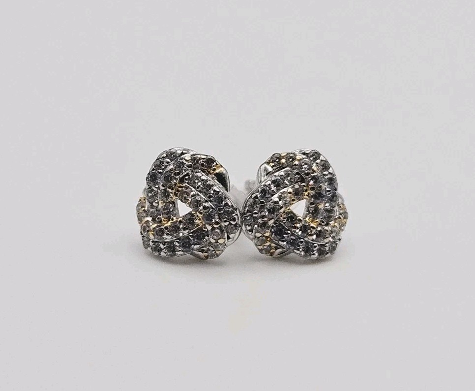 YGI Sterling Silver CZ Celtic Knot Post Back Earrings 9mm