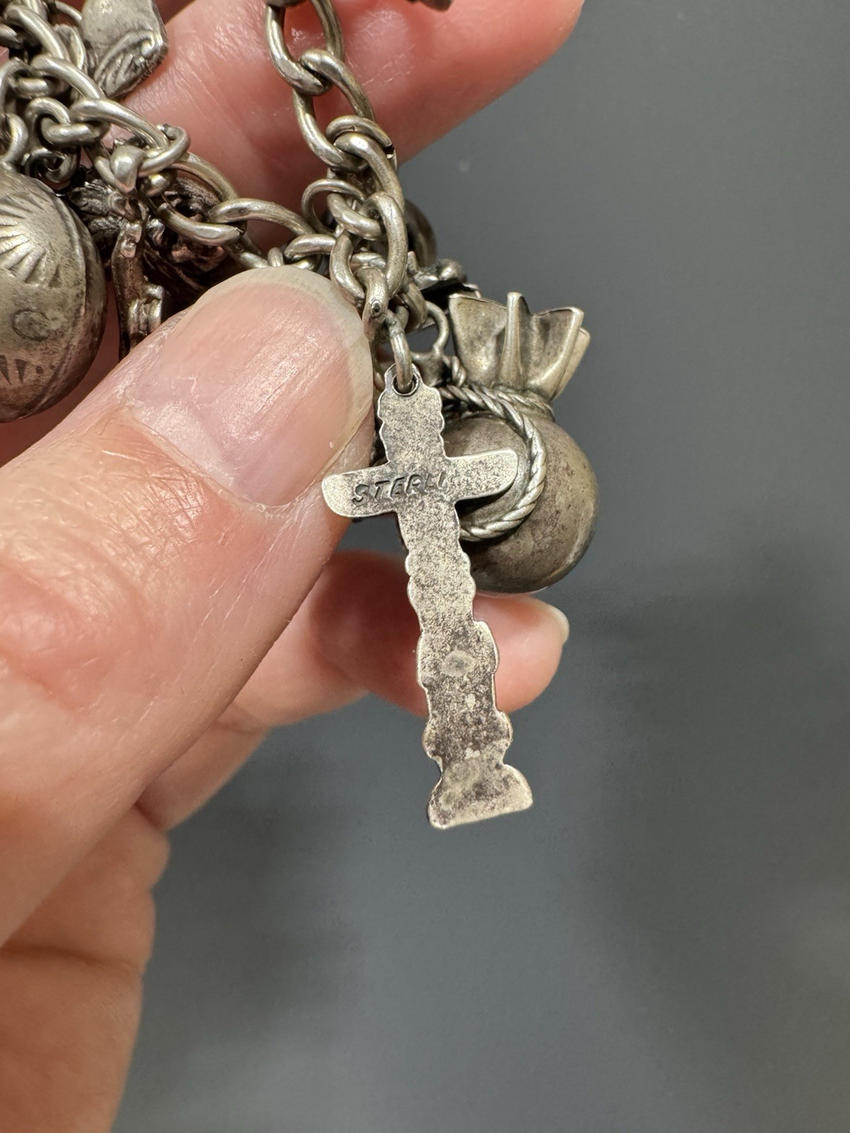 Vintage Sterling Silver Charm Bracelet Southwest Western 24 Charms 1.64oz