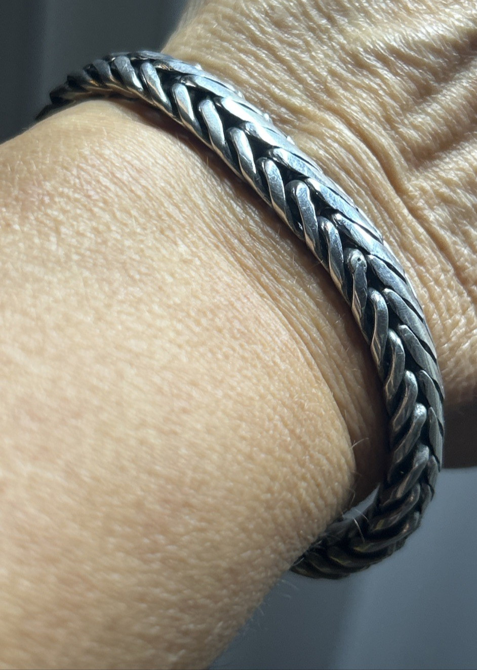 41. Vintage 925 Sterling Wheat Link Chain Bracelet 8″, but fit 7 1/8″ , 54.2g