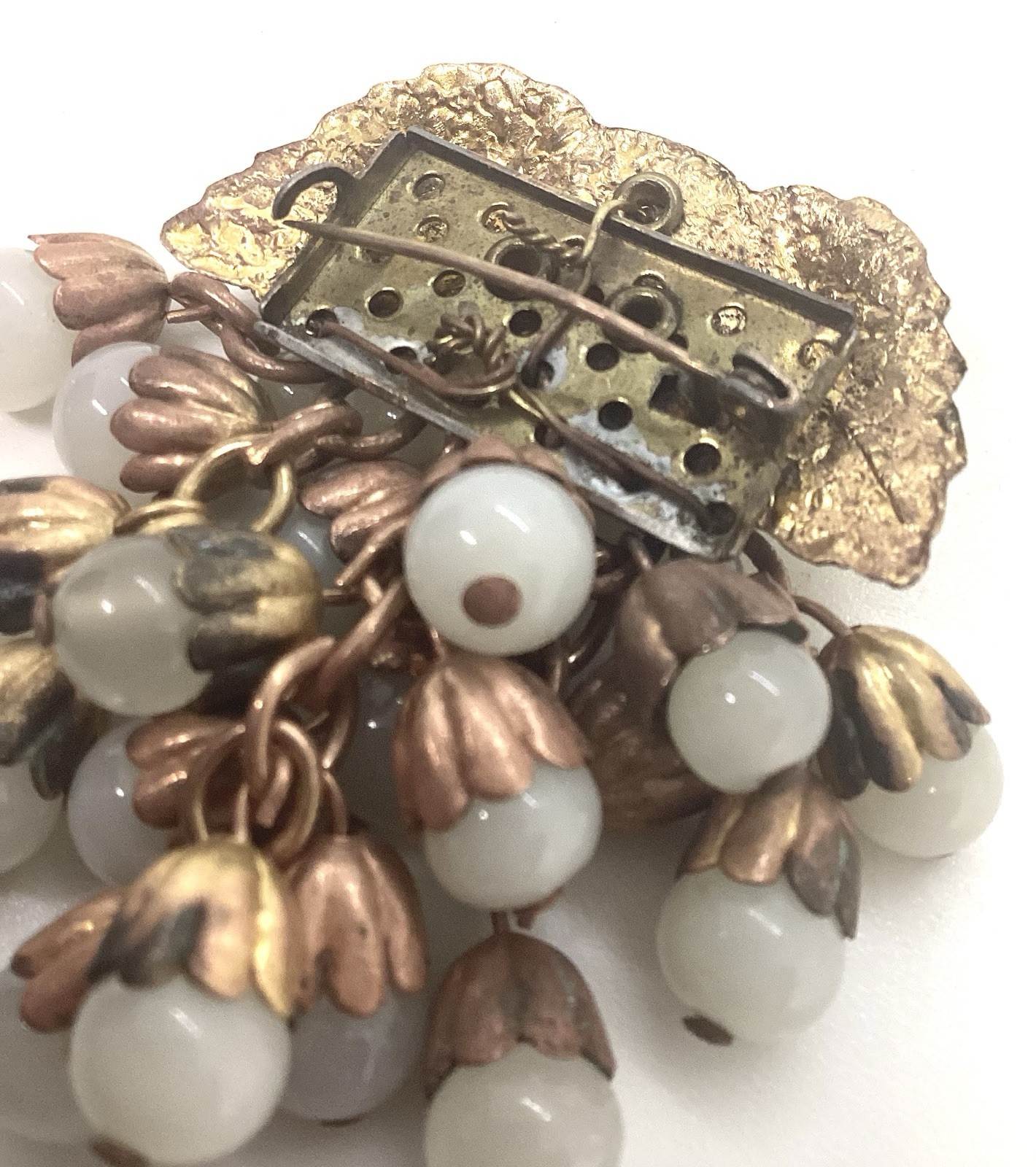 Miriam Haskell Early Handmade Gripiox Drop Dangle 2 Inch Brooch