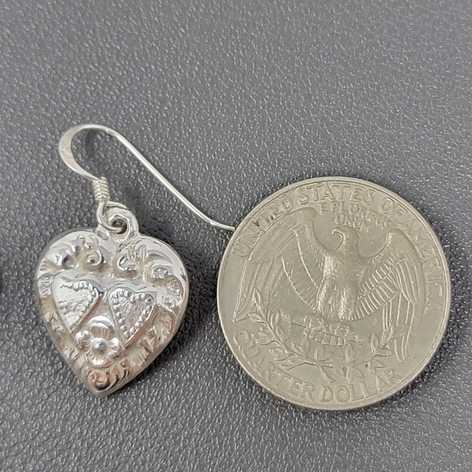 925 Sterling Silver Hearts & Flowers Dangle Drop Earrings