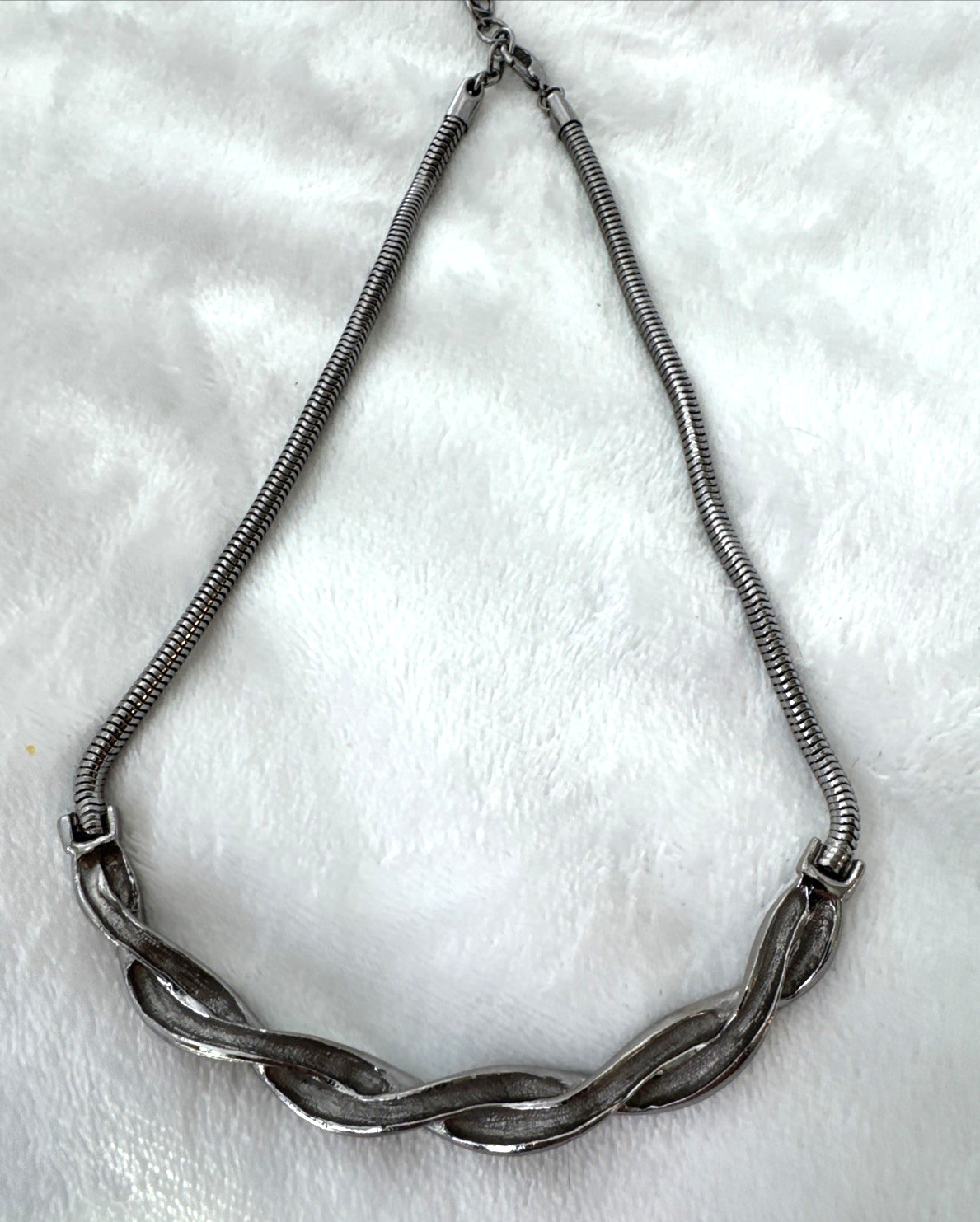 Sculptural Artisan Brutalist modernist Twist Choker Collar Statement Necklace