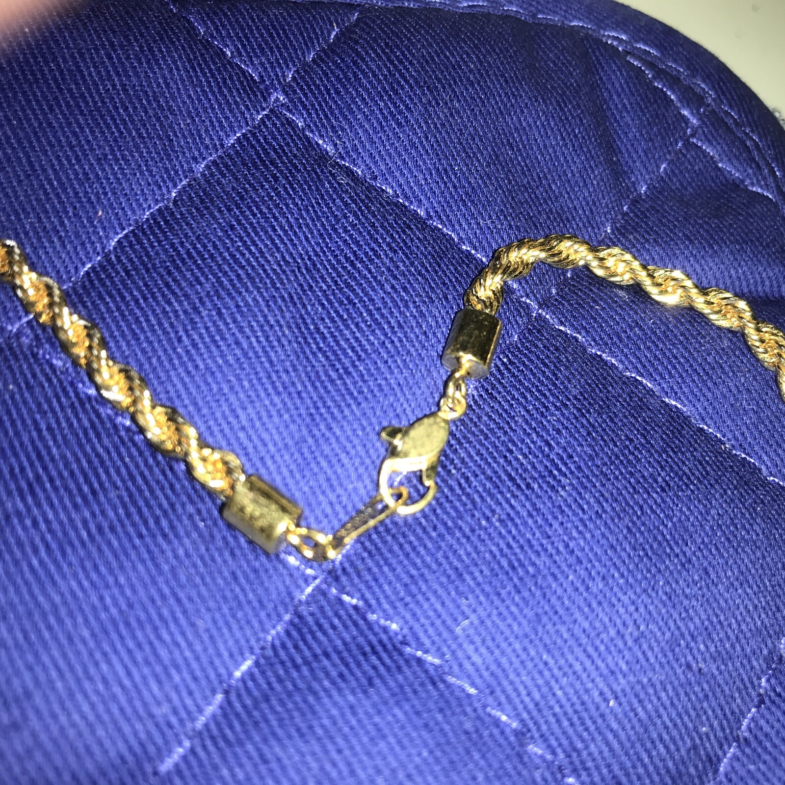 Vintage 16-in Gold Tone Rope Necklace Lobster Claw Clasp Signed Korea