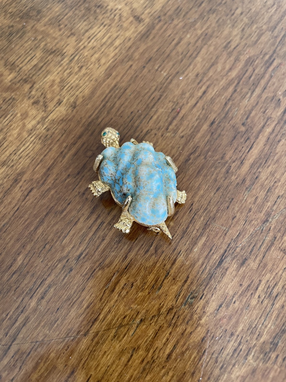 Vintage JEANNE Signed Moonrock Turtle Brooch Pin