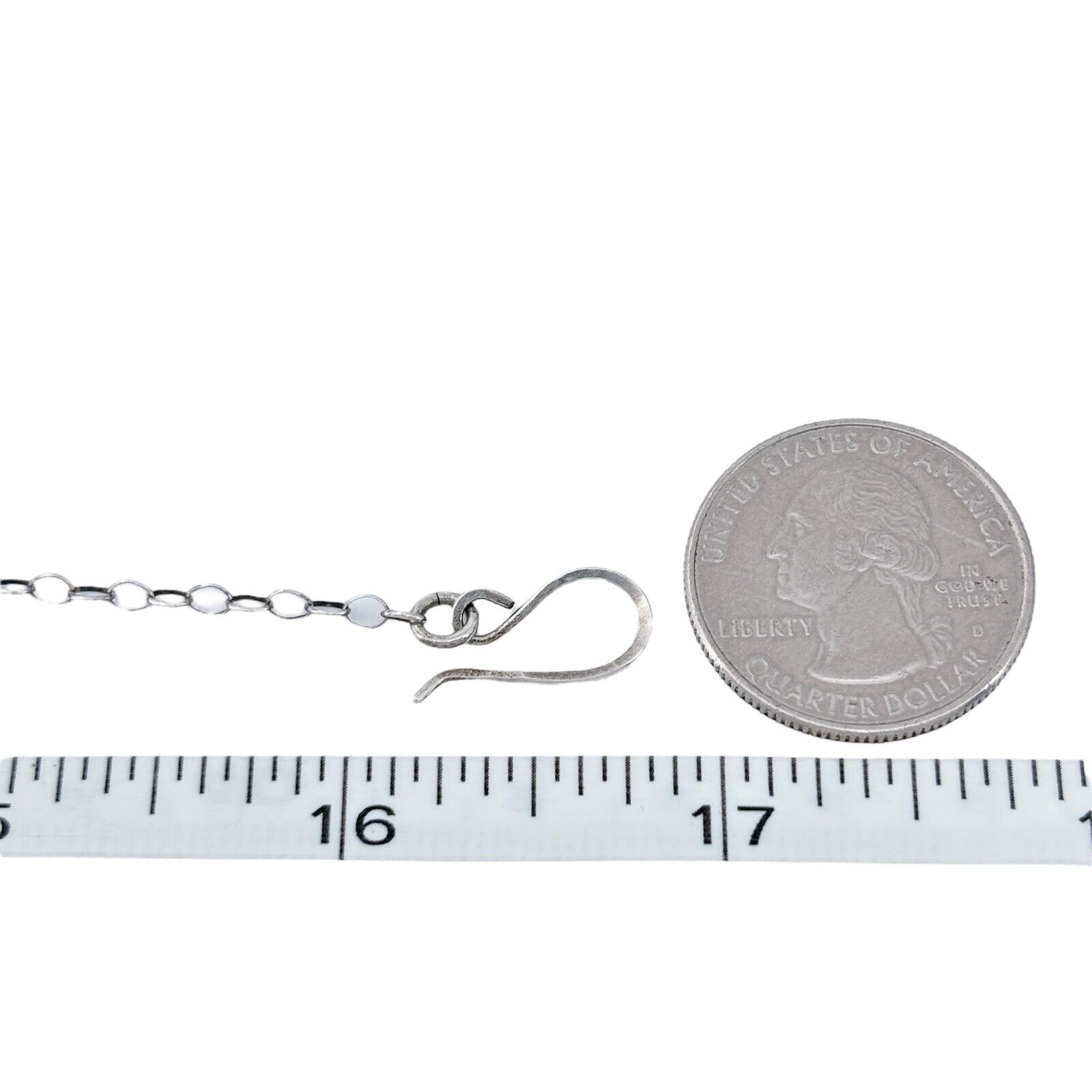 Vintage Silver-Tone Chain Necklace with White Enamel Disk Pendant 16.75″