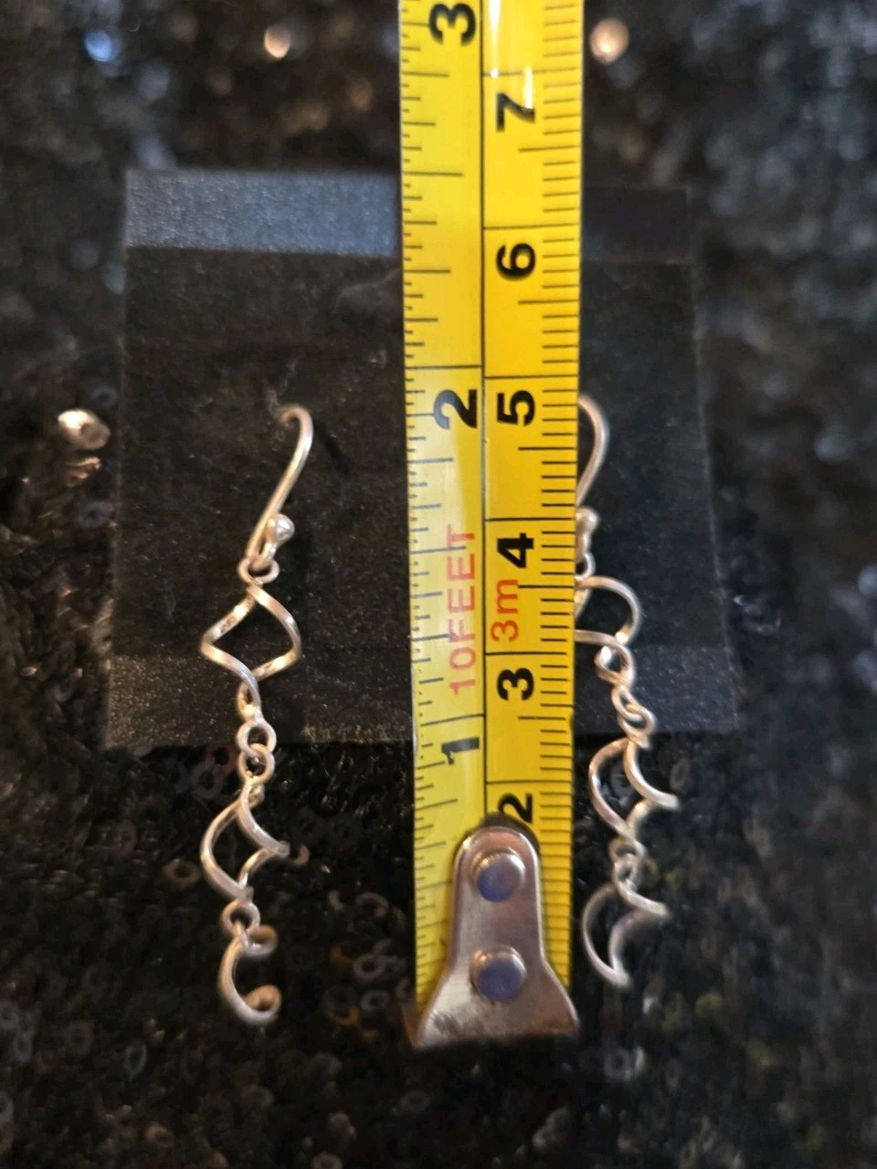 Vintage 925 Sterling Silver Dangle Earrings Pierced Hook Twist Woven 2″ Drop