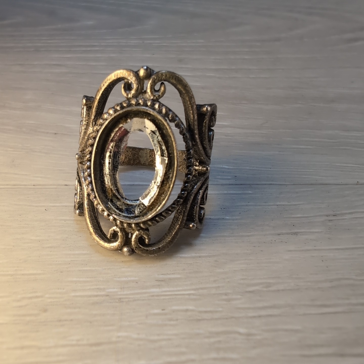 Vintage .925 Sterling Silver Ring Elegant Victorian Scrollwork 7.5 No Stone 6.9g