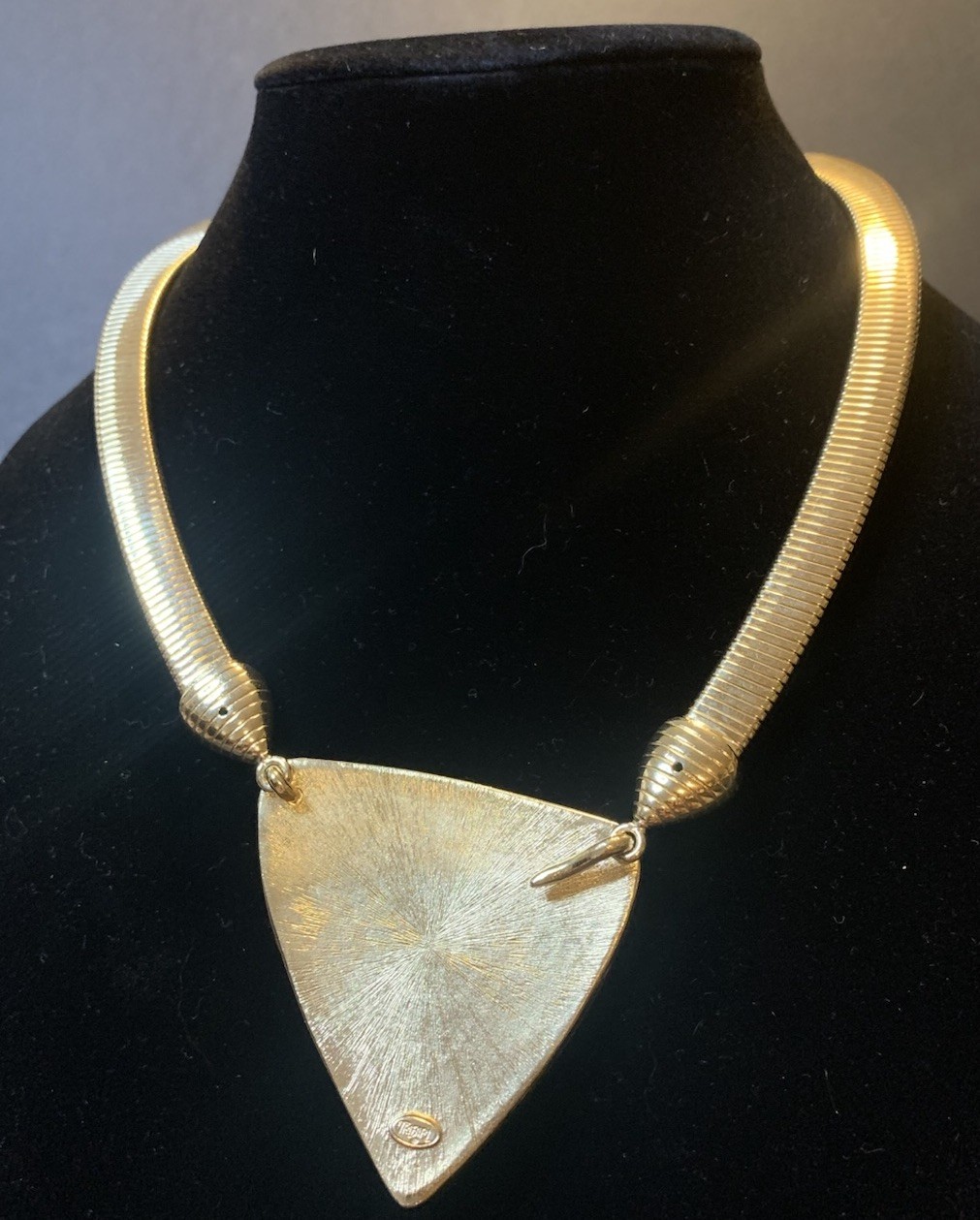Vintage Trifari Statement, Choker/Necklace Gold Tone With Black Enamel Geometric