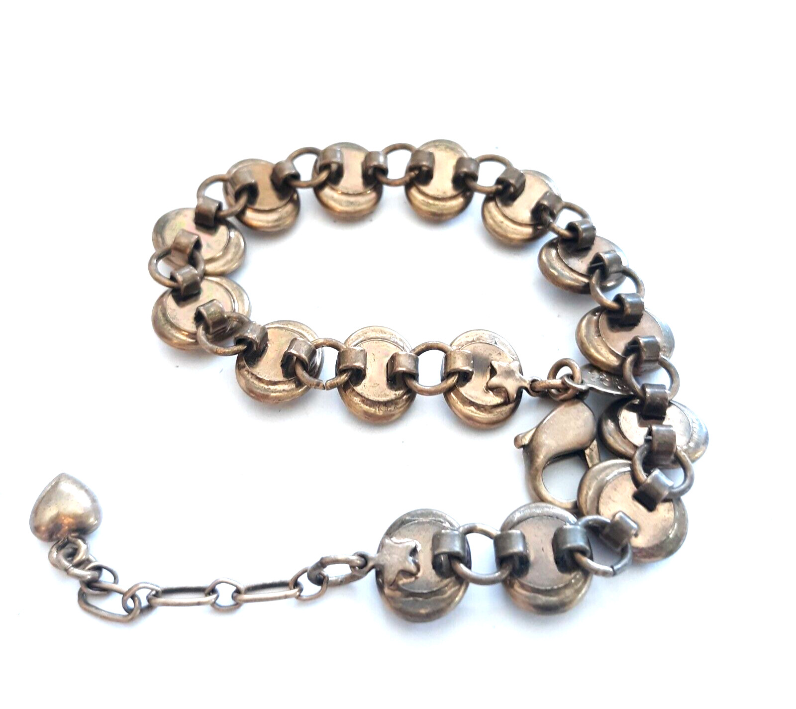 Kirks Folly Crystal Station Bracelet Deep Purple Antiqued Gold Tone Heart Charm