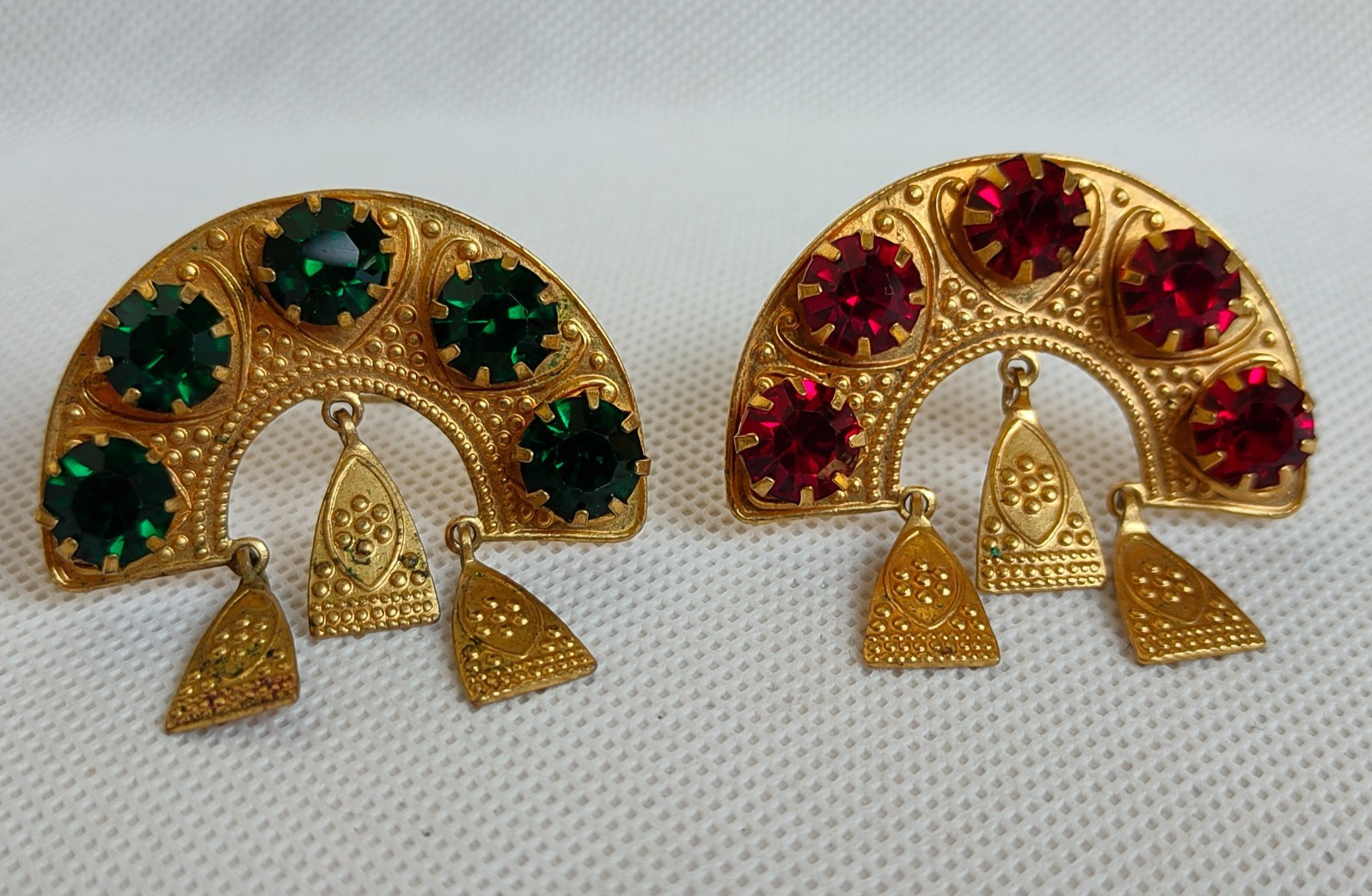 Vintage set of Soviet Czechoslovakian brooches with stones, 2 pcs. USSR.