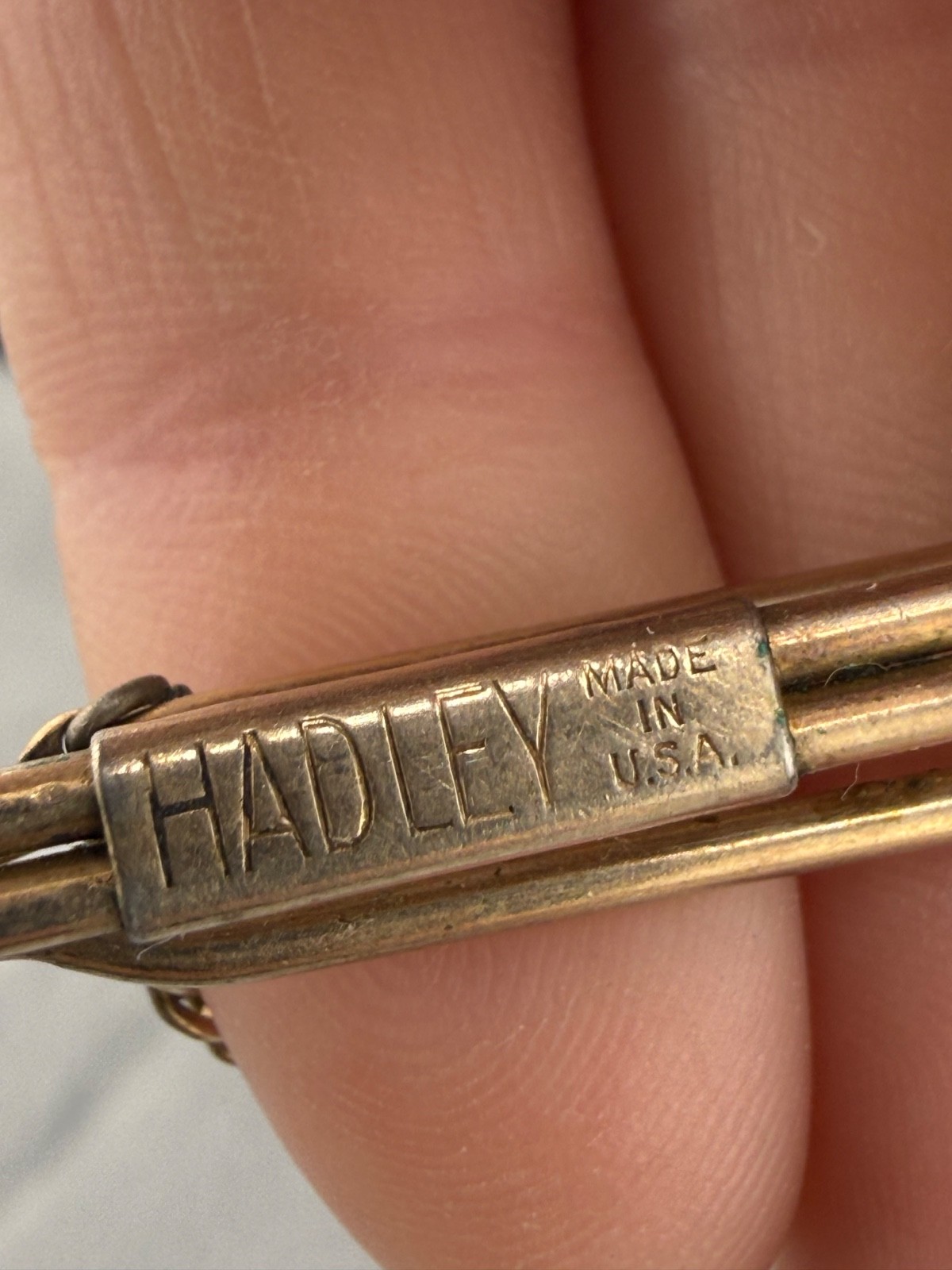 Vintage Hadley Tie Clip Blue Gold Tone