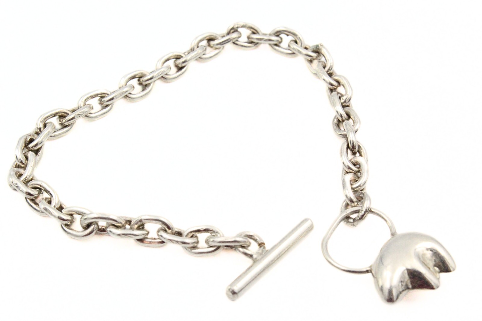 Stupendous Sterling Silver Bear Figural Toggle Closure Chain Link Bracelet