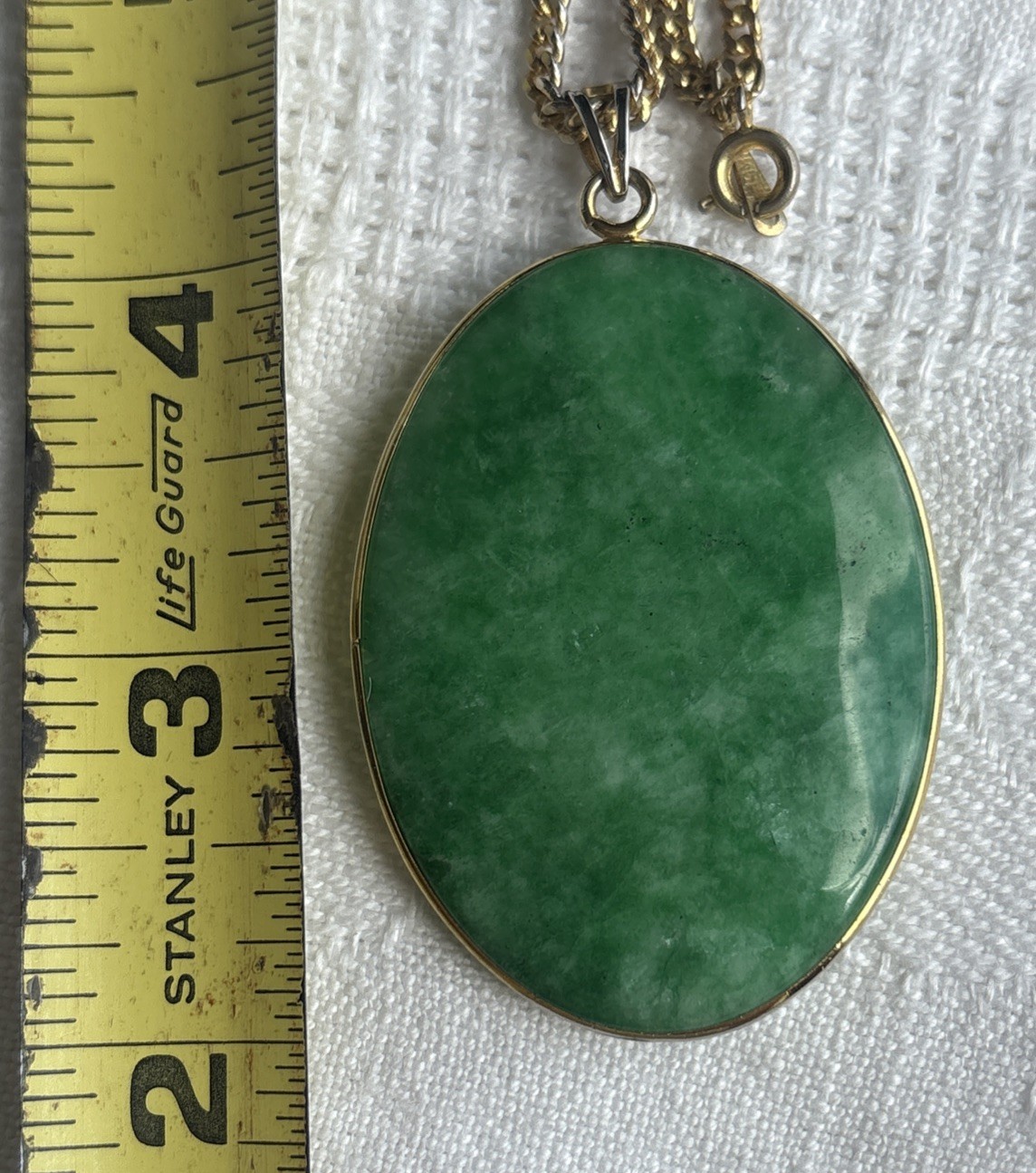 Vintage Jade Gemstone 2”x1.5”Pendant w/gold Tone Dragon Overlay,2 Jade Earrings