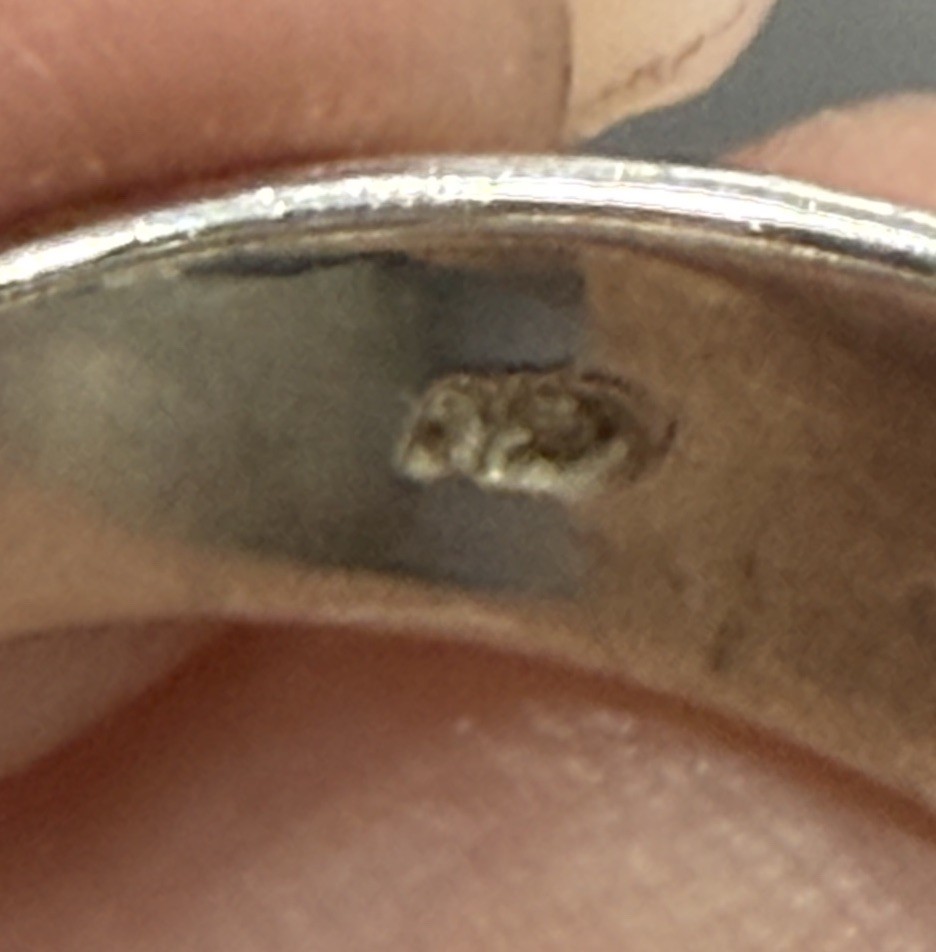 Vintage CW STERLING SILVER & MARCASITE Ring 925 Silver 5.4g size 9