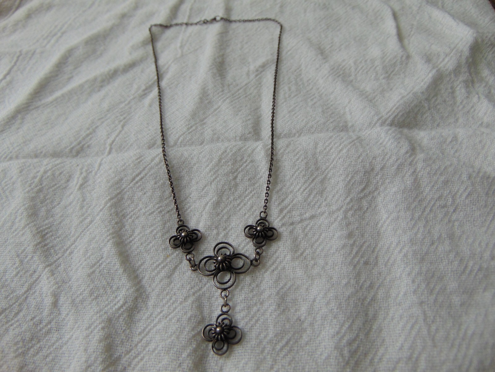 vintage antique sterling silver Cannetille necklace