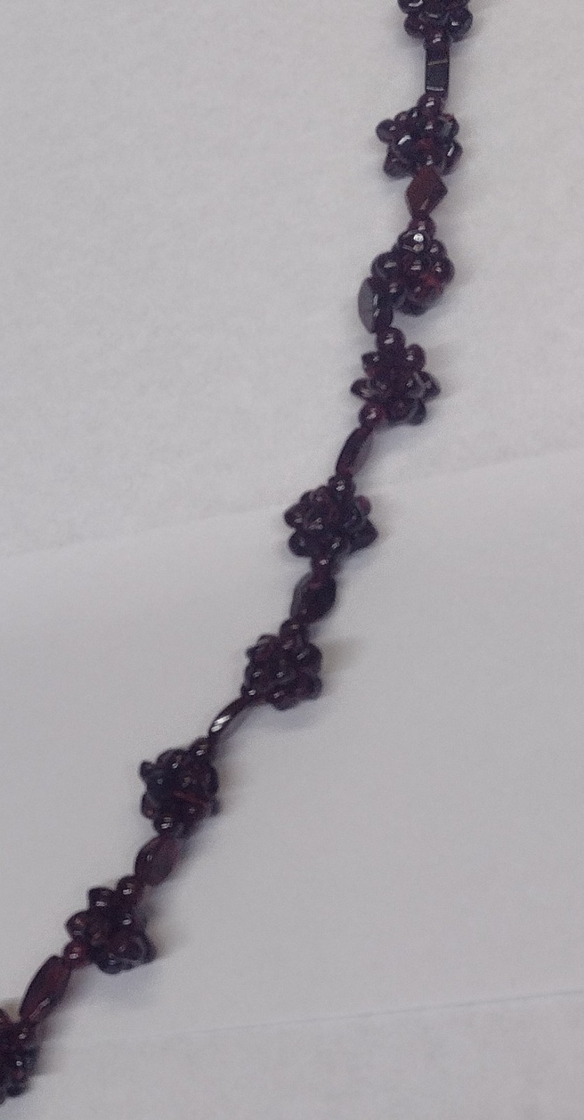 Vintage Bohemian Garnet Necklace With Repeating Floral Cluster Design