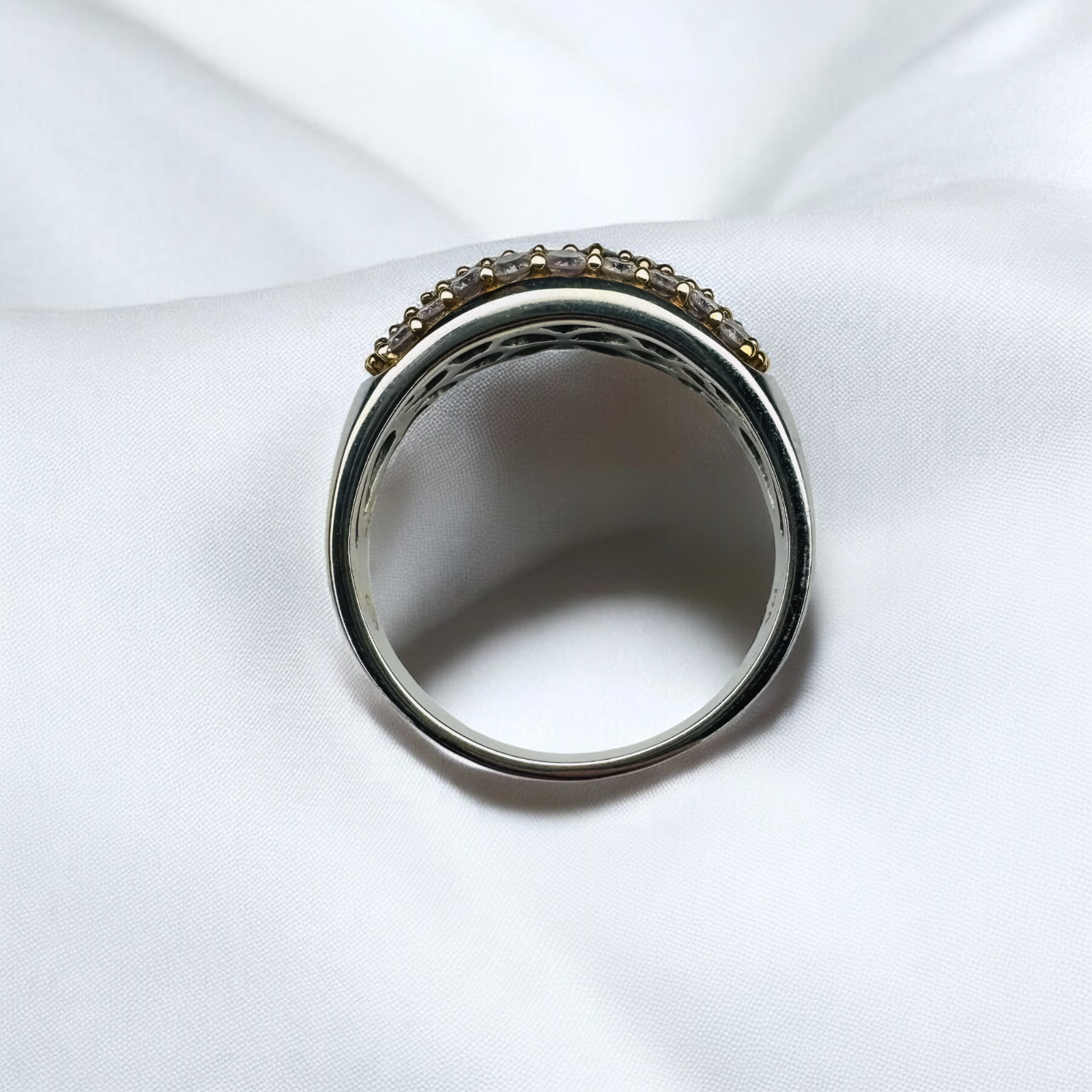 10K Gold Natural Pink Diamond Ring 1CTTW Cluster Band Row Ring Size 9 -4.2g
