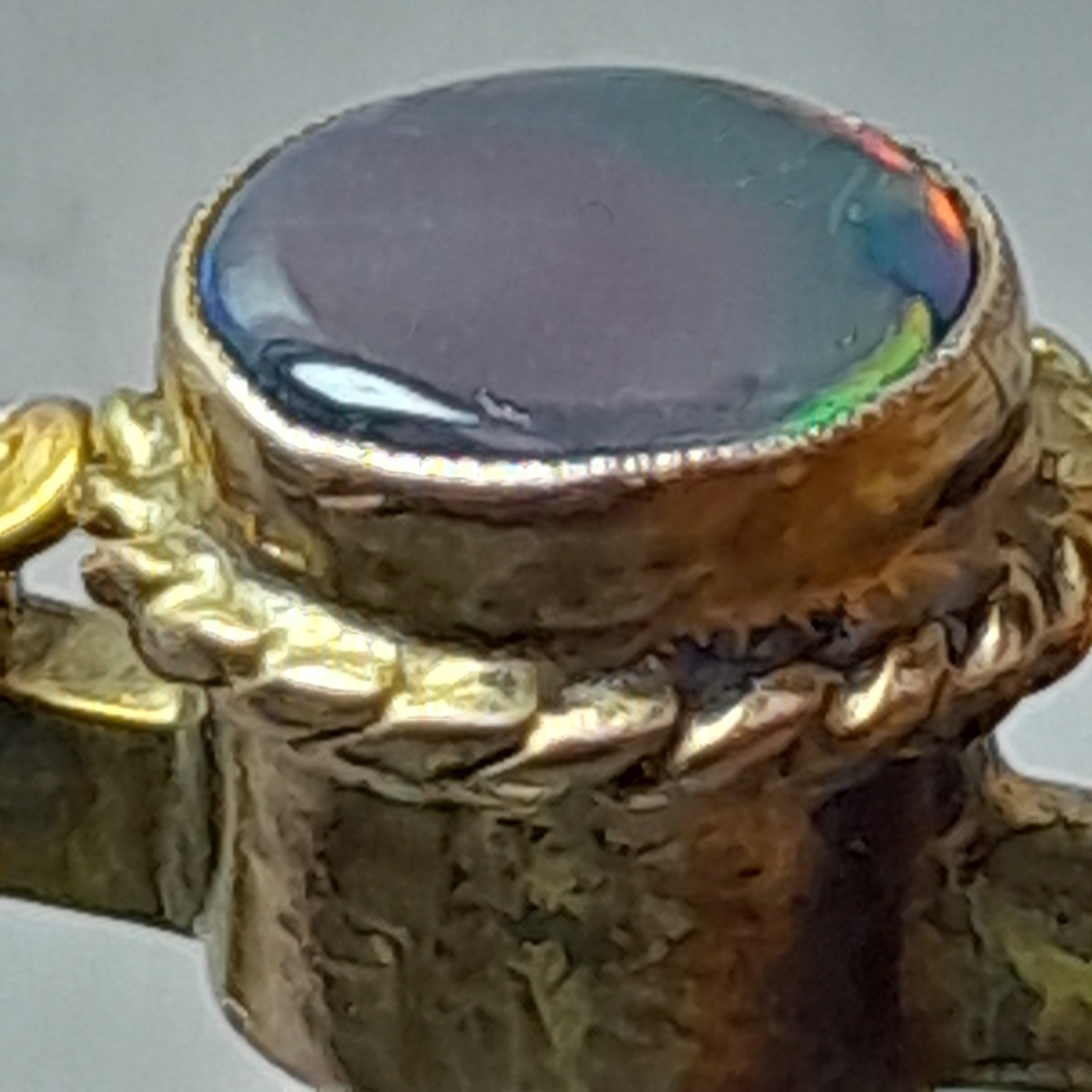 Antique 9ct Gold Black Opal Bar Brooch – Rare Red Fire – Victorian/Edwardian 4.7