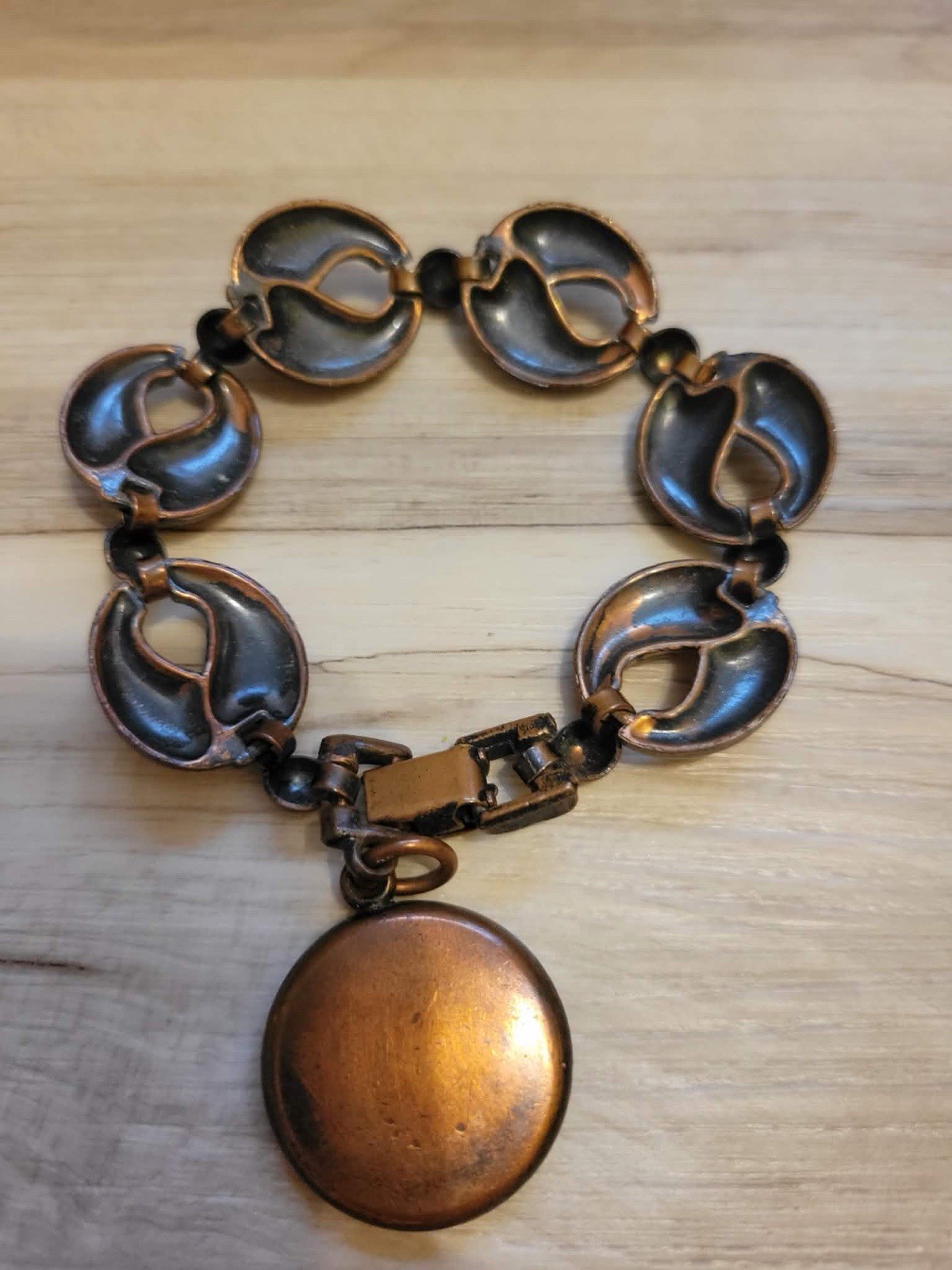 Vintage Copper Beads and Metallic Coated Beads Necklace Set, Earrings, Bracelet