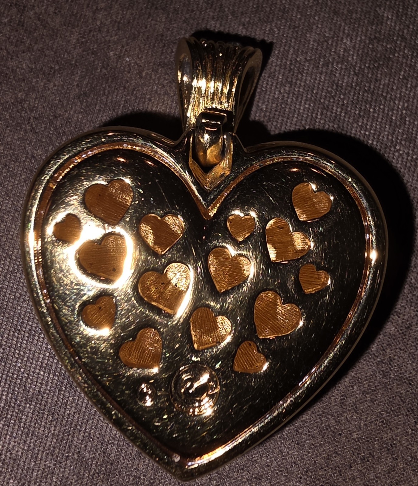 Swarovski® Signed SWAN Crystal Puff Pave Goldtone Dome Large Huge Heart Pendant