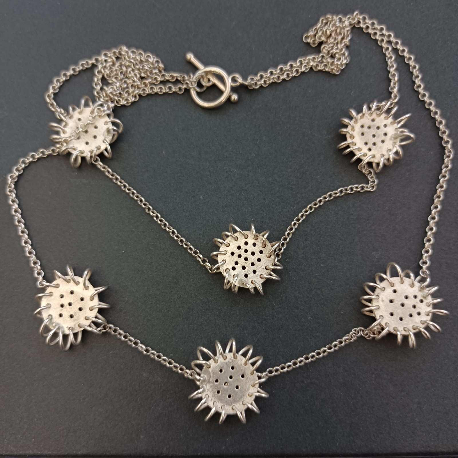 Artisan Sterling Silver Layered Necklace Modernist Freeform Statement VTG OOAK