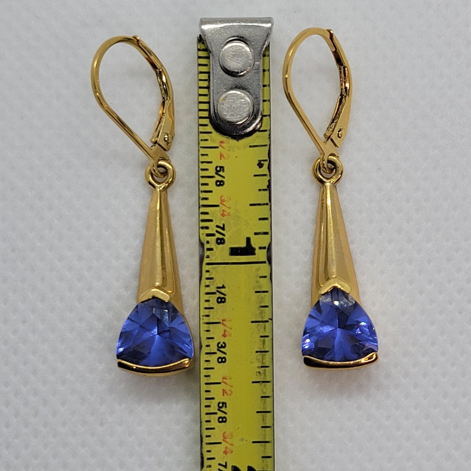 Vintage Sterling 925 Earrings Bracelet Ring Set Simulated Tanzanite Trillion Cut