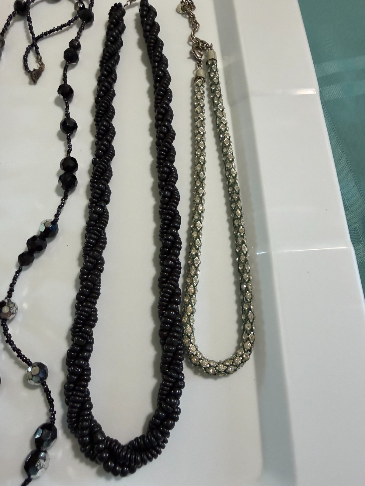 Vintage Lot of 7 Necklaces Beads Faux Pearls Swarovski Plastic Retro