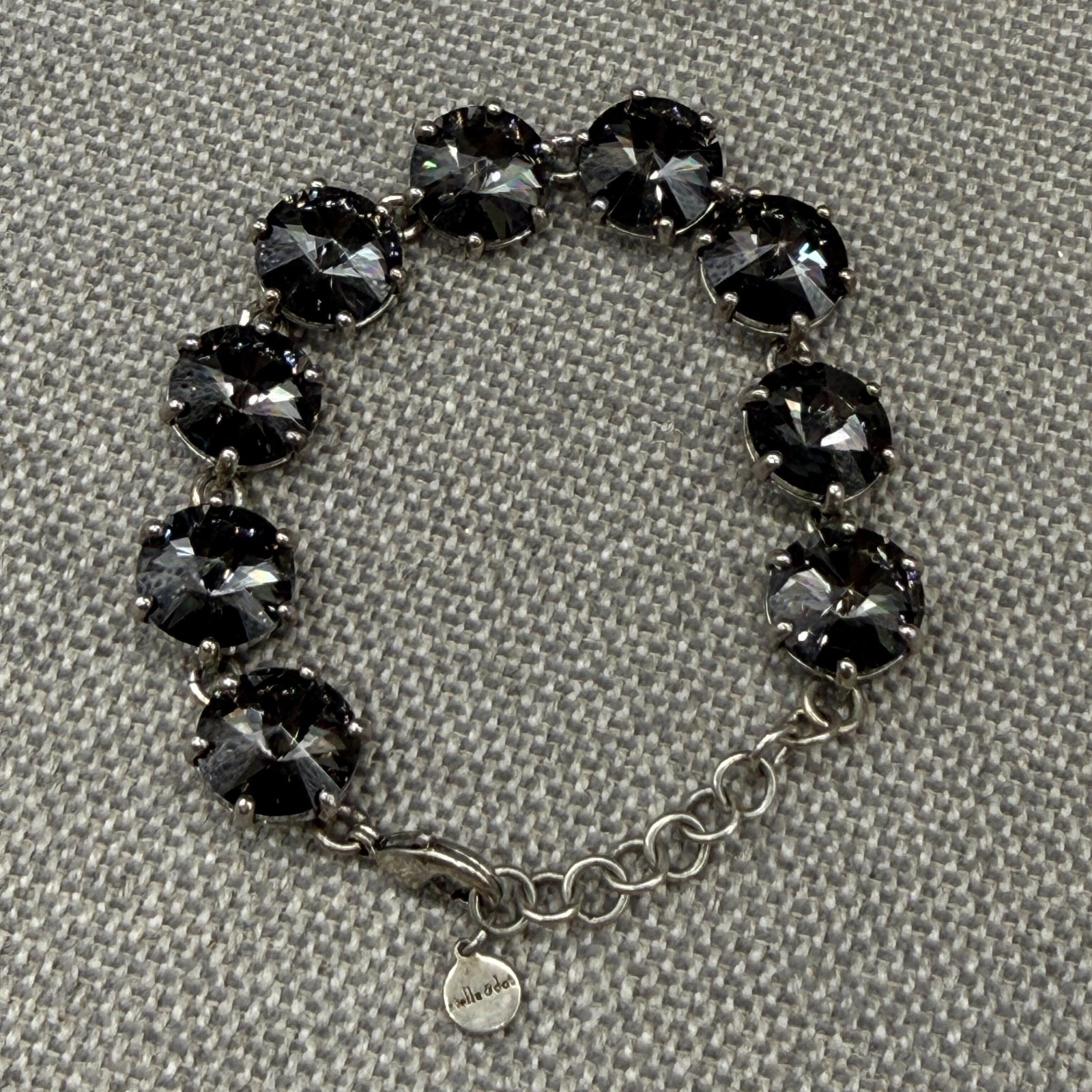Vintage Stella Dot Amelie Bracelet Gray Rivoli Rhinestones Silver Tone