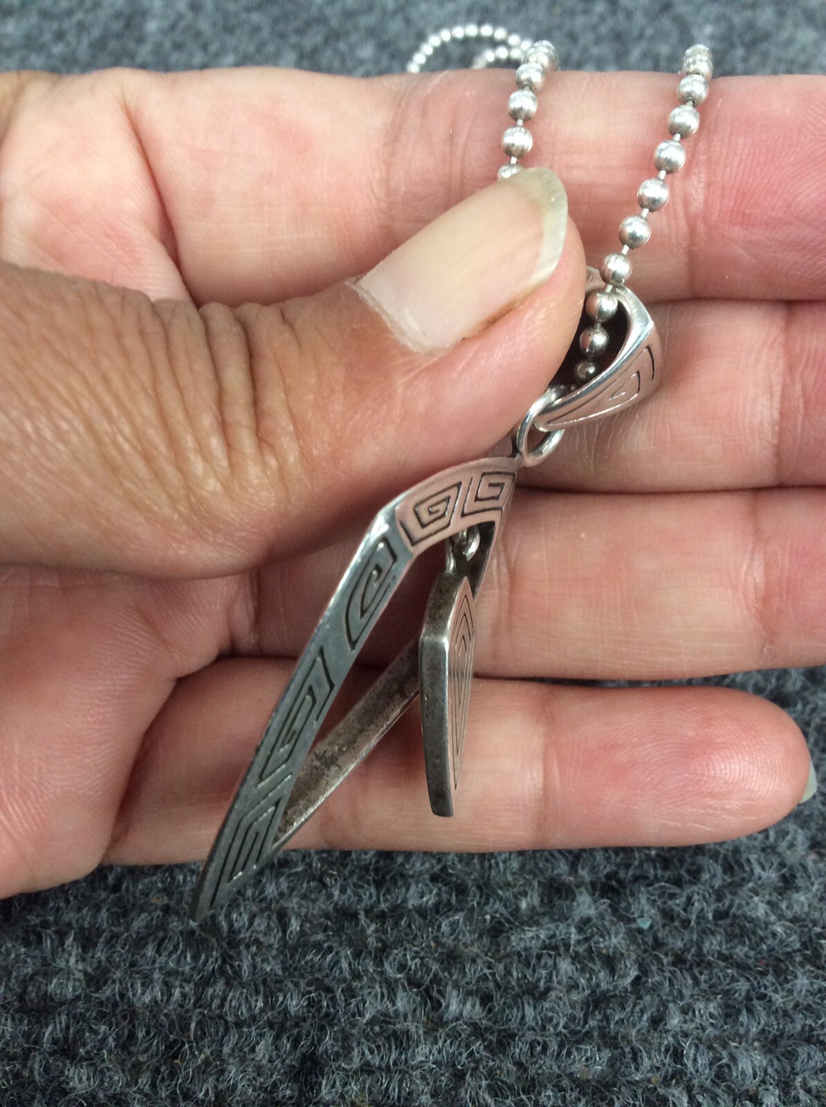 Beautiful Carolyn Pollack sterling silvet 925 stone inlay pendant necklace