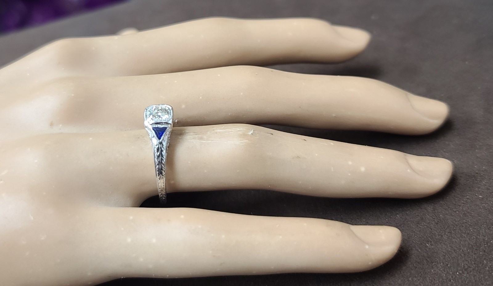 Platinum Vintage Filigree Engagement Ring 0.32ct Natural Round Diamond