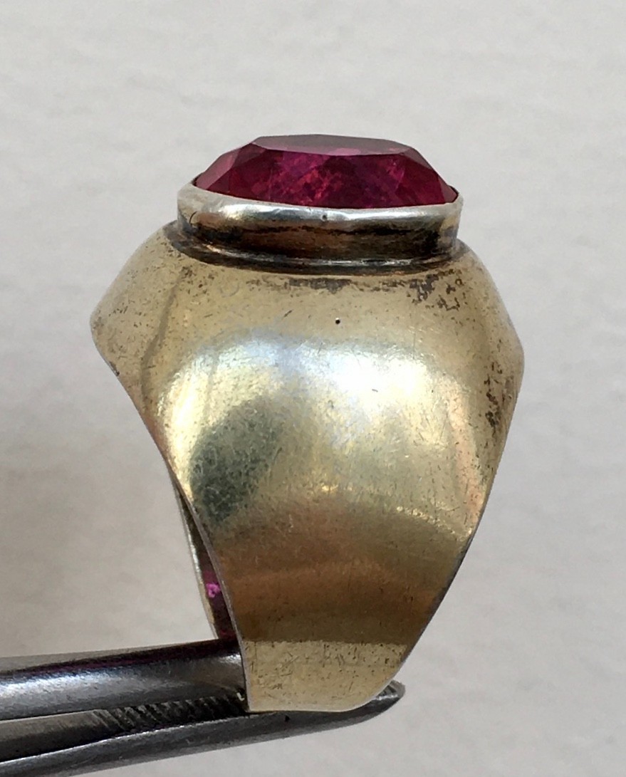 Ring № 16 Vintage Soviet Red Ruby Ring Silver Ring 875☆USSR Ring 7 size 6.95 gr