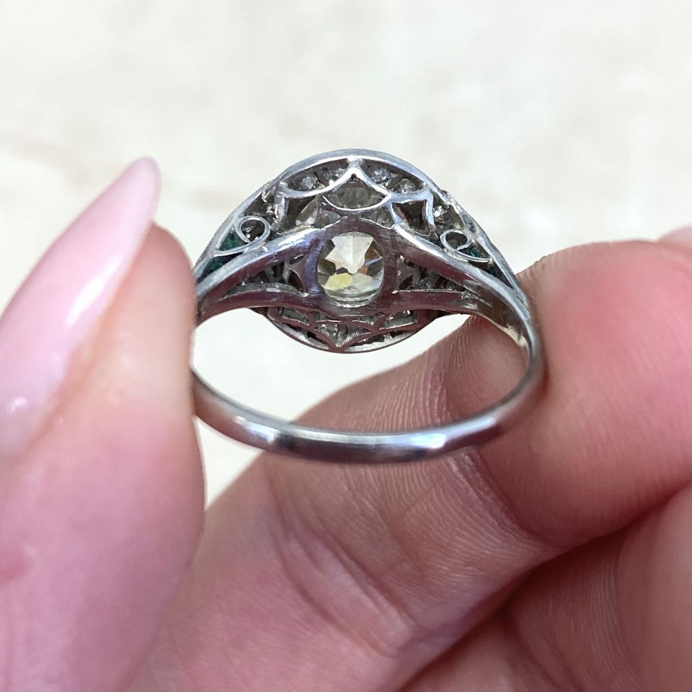 Art Deco 2 CT White Round Cut Simulated Diamond Antique Style Ring In 925 Silver
