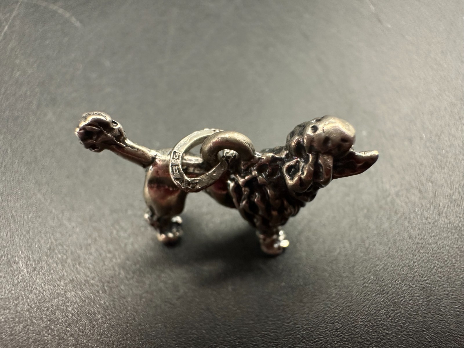 VINTAGE STERLING SILVER 3D POODLE DOG CHARM 1 cm x 2.5 cm