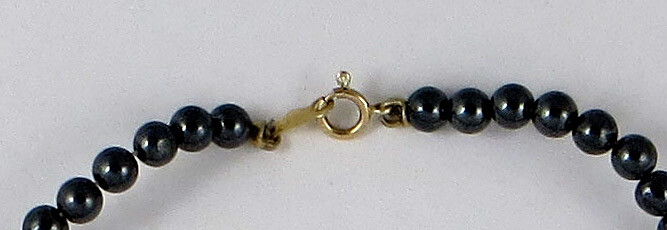 14K GOLD CERAMIC? BEADS HEARTS BRACELET 7 1/4″, 5/16″ WIDE