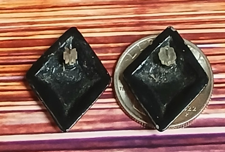 Geometric Diamond Shaped Enamel Earrings in Amber and Cream Stain Glass Effect